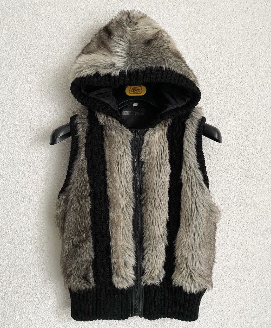 Vintage hooded fur vest