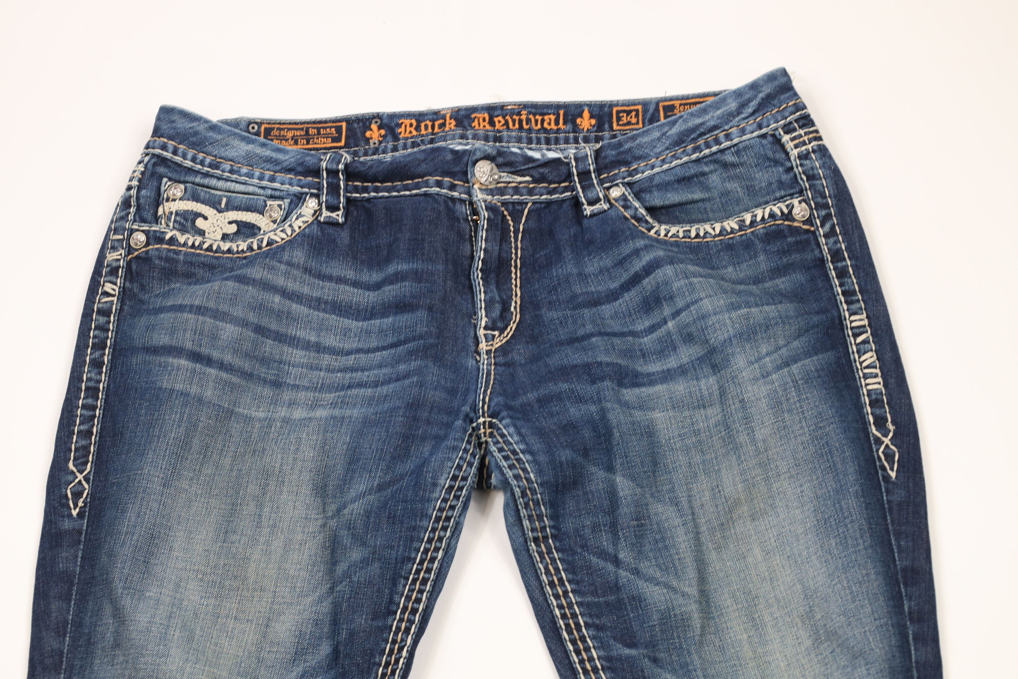 Rock Revival × Vintage Rock Revival Thick Stitch Jenna Bootcut Denim Jeans AS IS Size 34" / US 12 / IT 48 - 2 Thumbnail