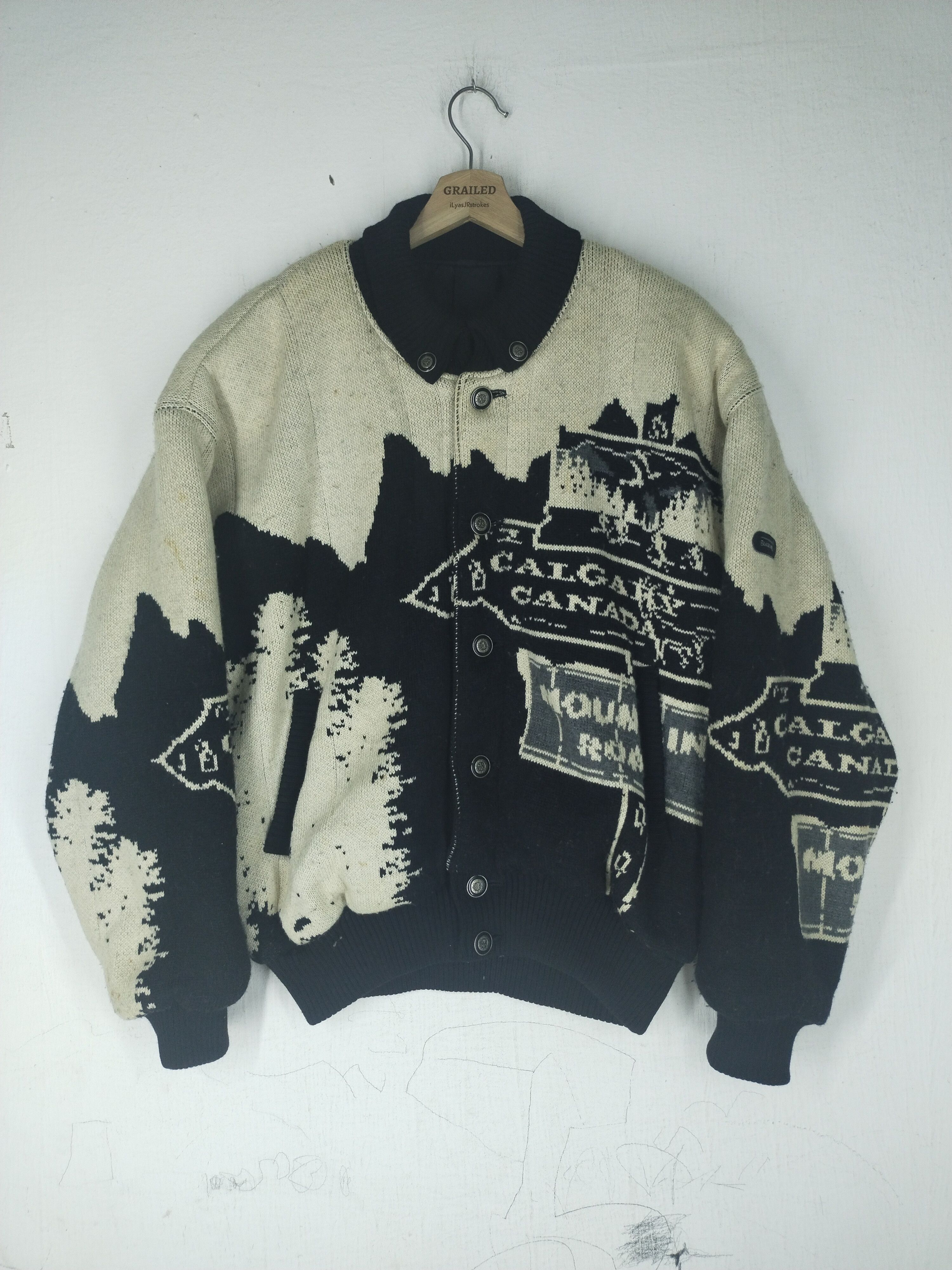 Vintage 80's Vintage Calgary Canada Black Pia Wool Jacket Size US L / EU 52-54 / 3 - 2 Thumbnail