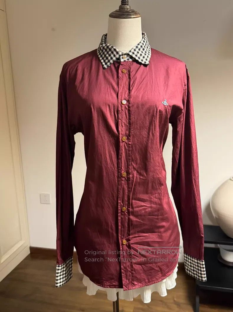 Vivienne Westwood Vivienne Westwood Burgundy checkered collar shirt Size XL / US 12-14 / IT 48-50 - 5 Thumbnail