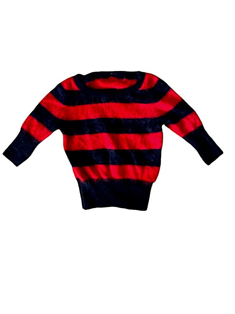 Dolce & Gabbana Dolce & Gabbana red/black striped angora mini sweater S Size S / US 4 / IT 40 - 1 Thumbnail
