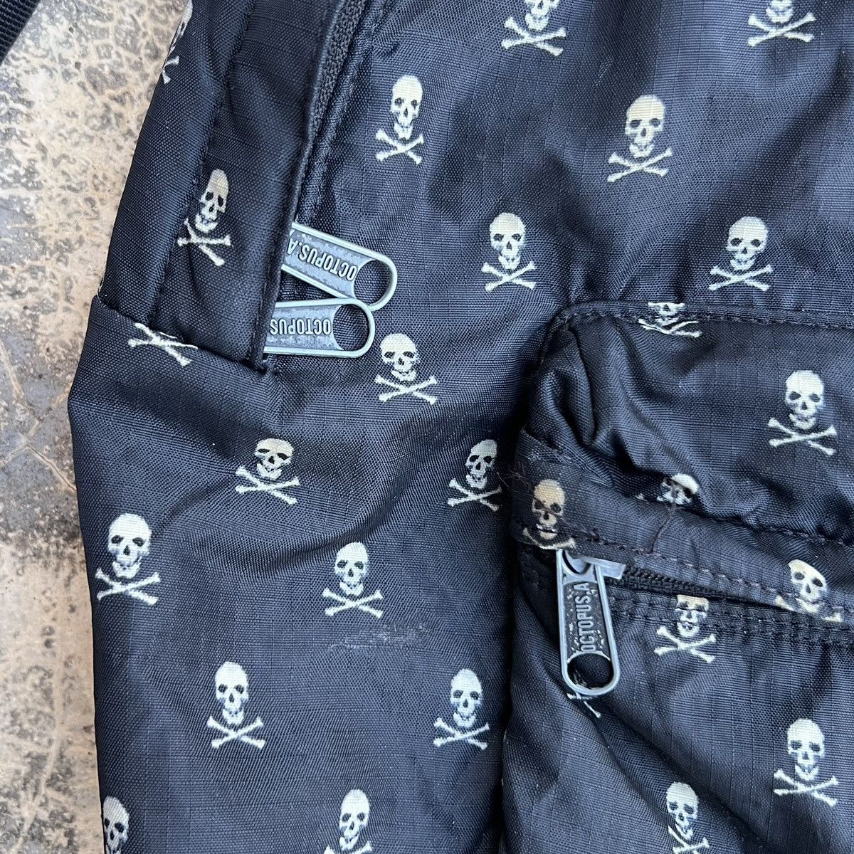 Japanese Brand Octopus Army Skull And Crossbones Patern Nylon Backpack Size ONE SIZE - 7 Thumbnail