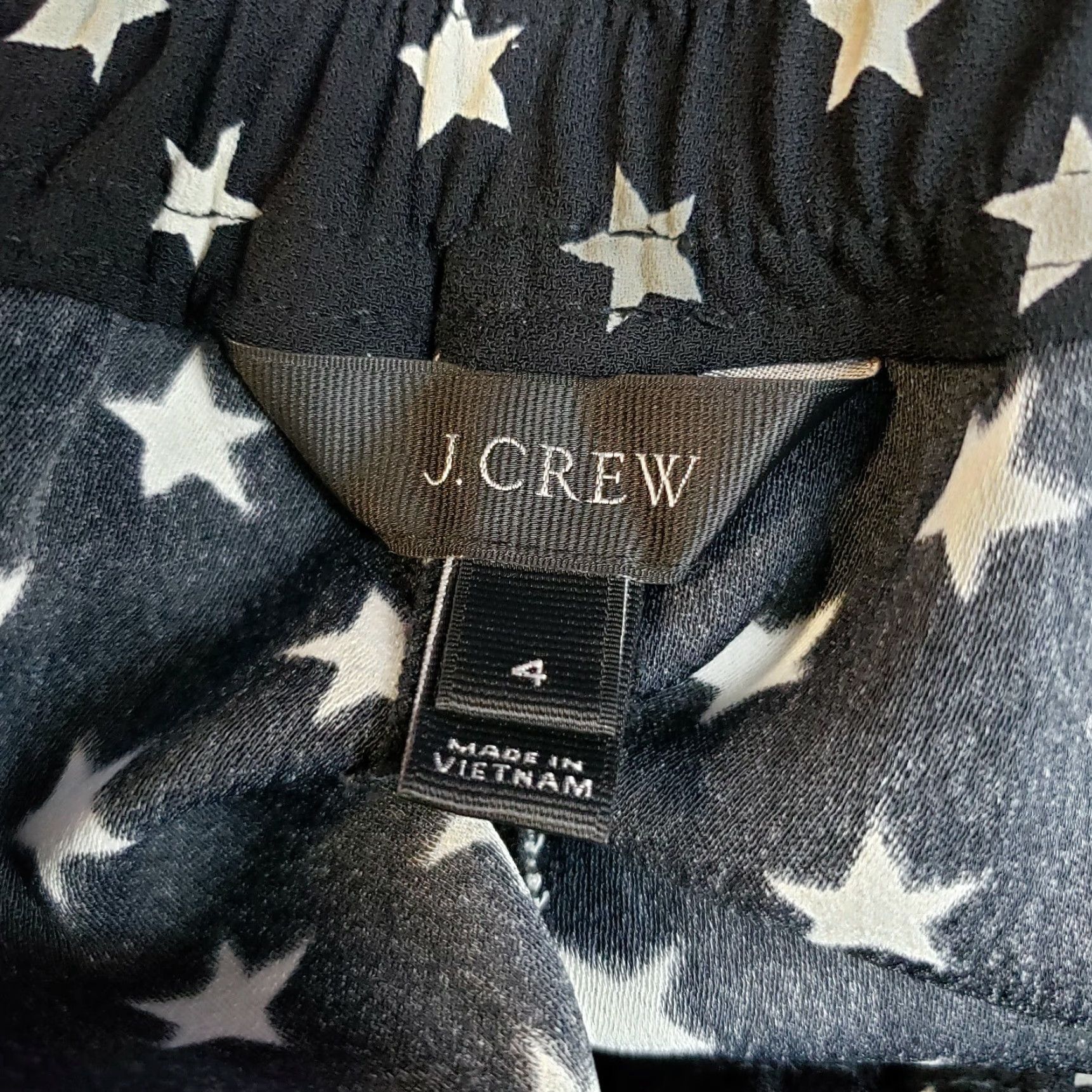 J.Crew J.CREW Womens Tie Waist Cropped Pant Stars Print Sz 4 Black White Pull On Size 27" / US 4 / IT 40 - 6 Thumbnail