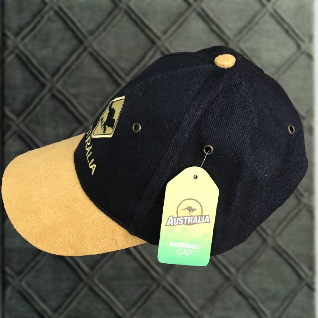 KangaROOS Kangaroo Australia Hat Baseball Cap One Size Blue Tan Hook And Loop NWT Men Size ONE SIZE - 1 Thumbnail