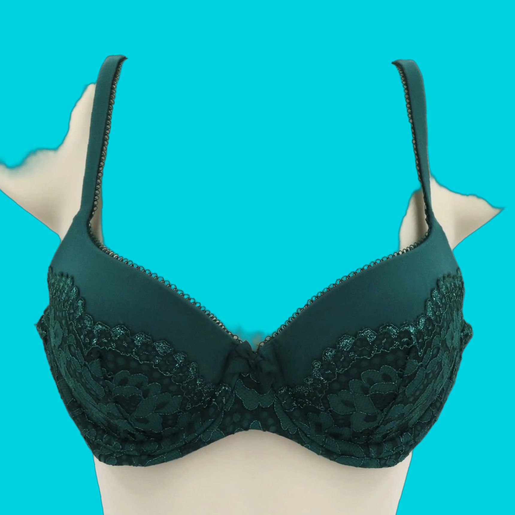 Victoria's Secret Victoria's Secret Body By Victoria Lined Demi Bra 32D Green Underwire Bow Size ONE SIZE - 1 Thumbnail