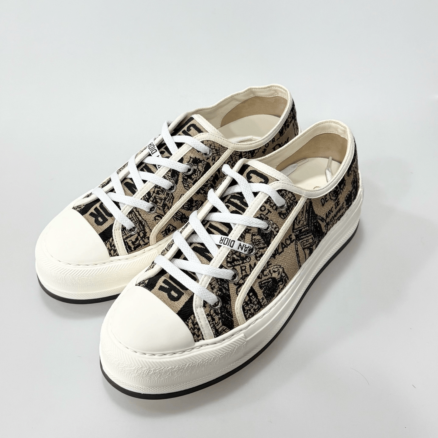 Dior Dior Monogram Embroidery Platform Canvas Shoes Size US 8 / IT 38 - 1 Thumbnail
