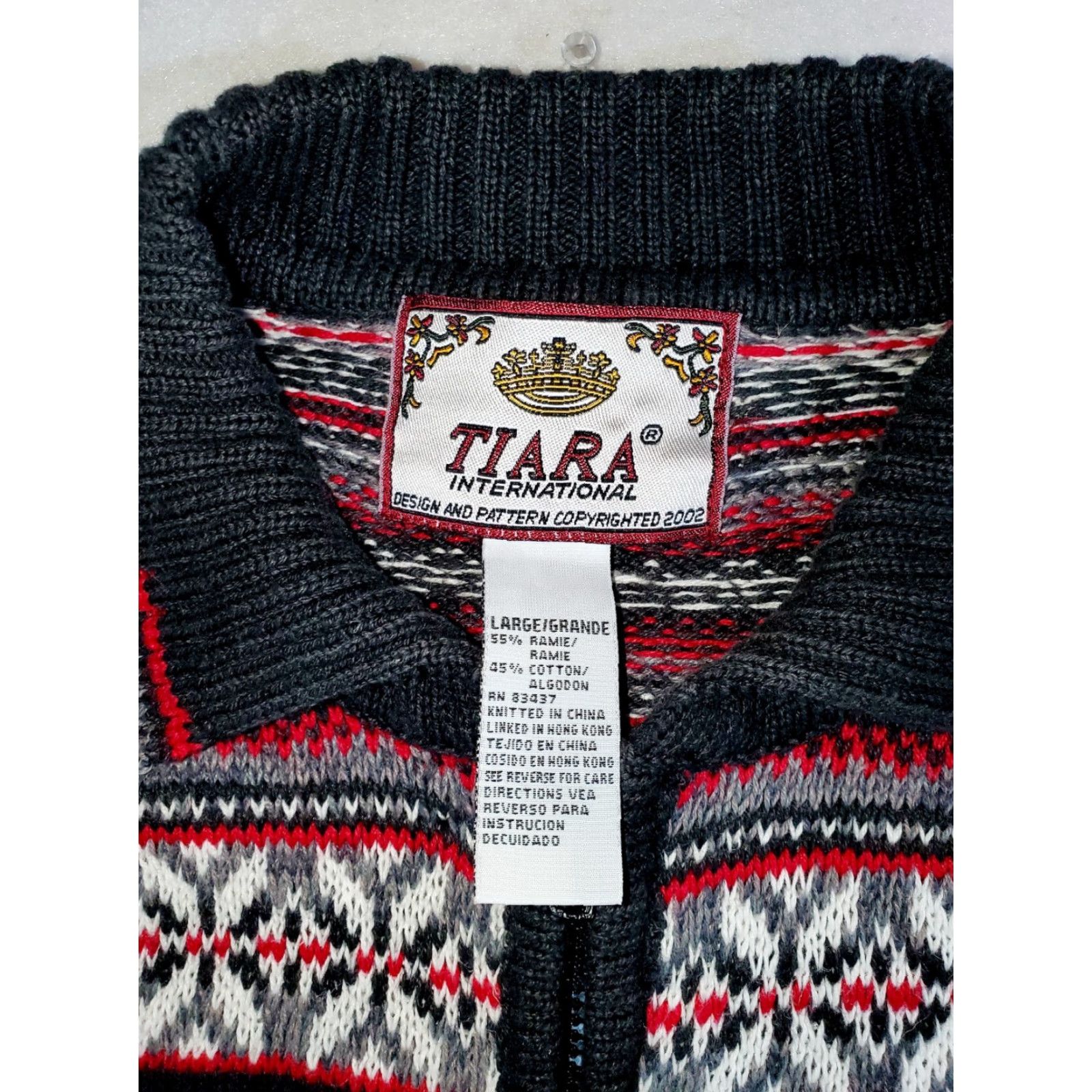 Vintage VINTAGE Tiara International Red/Black Striped Zip Cardigan Sweater Womens Large Size L / US 10 / IT 46 - 3 Thumbnail