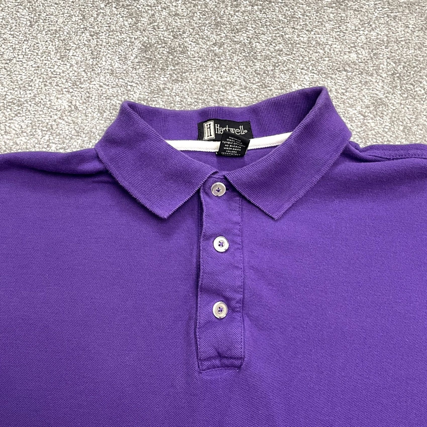 Vintage Hartwell Polo Shirt Mens Large Purple Combed Cotton Short Sleeve Classic Casual Regular Fit Shirt Size US L / EU 52-54 / 3 - 3 Thumbnail