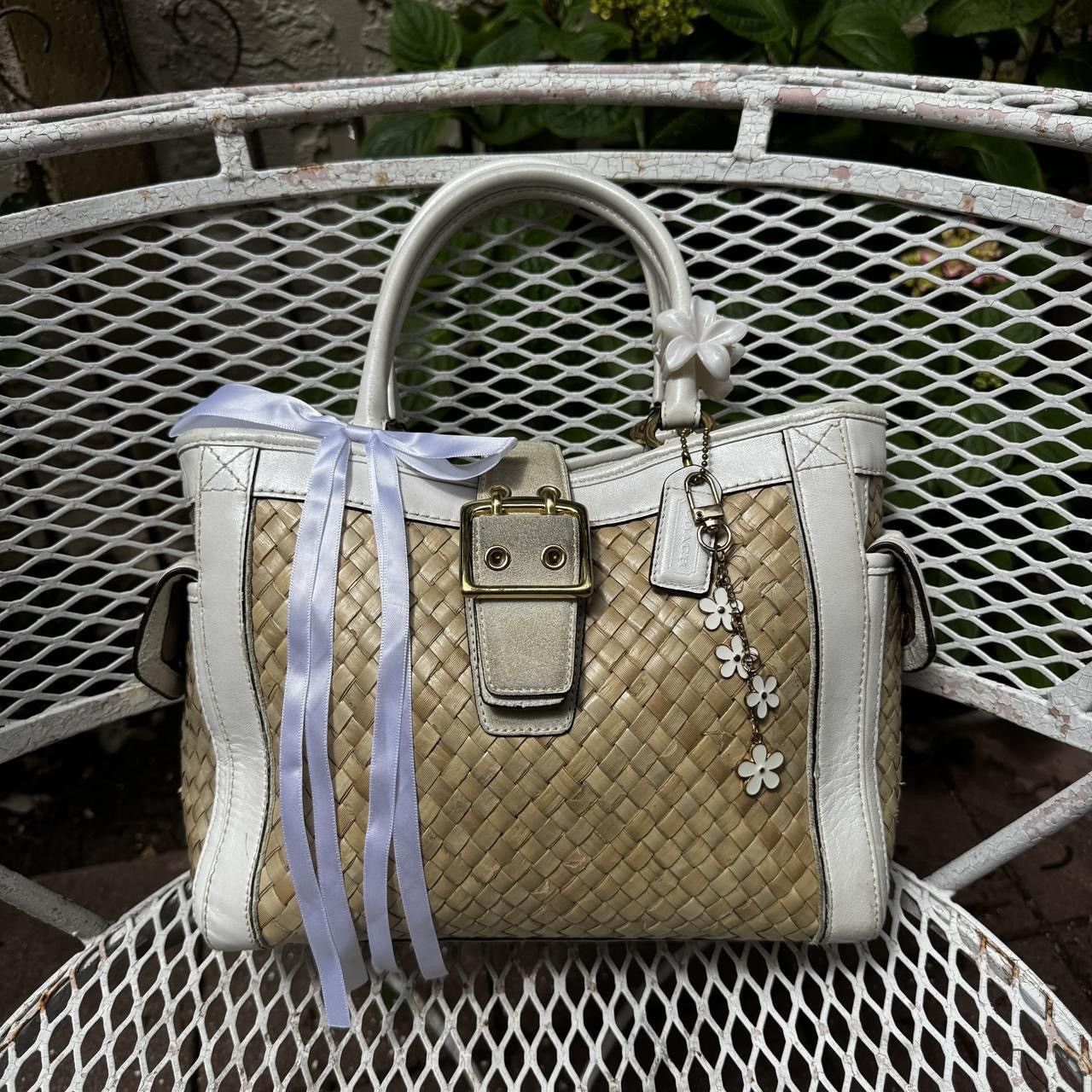 Coach Cream Coach Wicker Handbag Size ONE SIZE - 1 Thumbnail