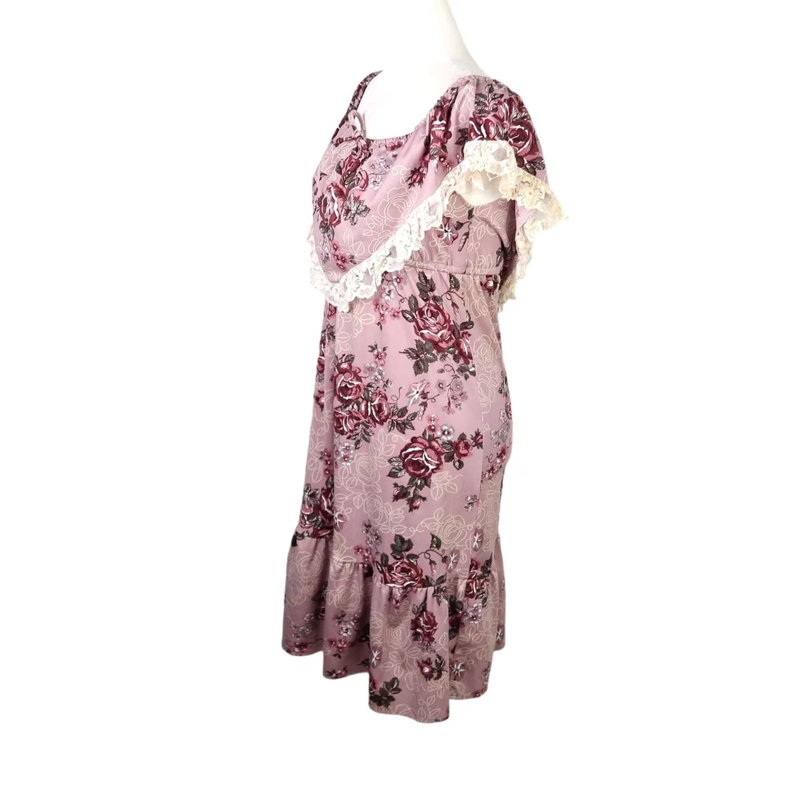 Vintage VINTAGE 70s mauve purple rose floral midi dress XS Size XS / US 0-2 / IT 36-38 - 3 Thumbnail