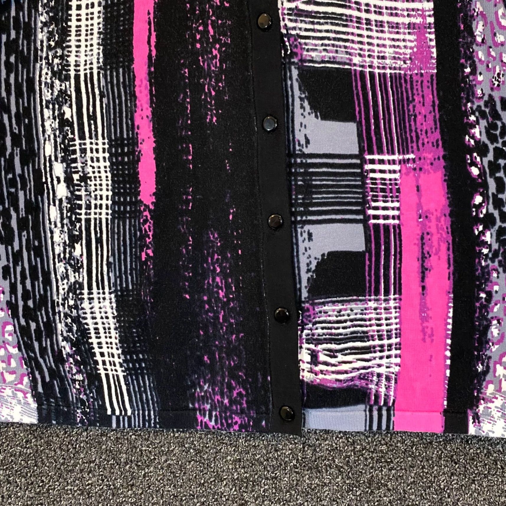 Bob Mackie VINTAGE Bob Mackie Women's Shirt XL Geometric Pattern Long Sleeve Casual Top Black Purple Size XL / US 12-14 / IT 48-50 - 3 Thumbnail