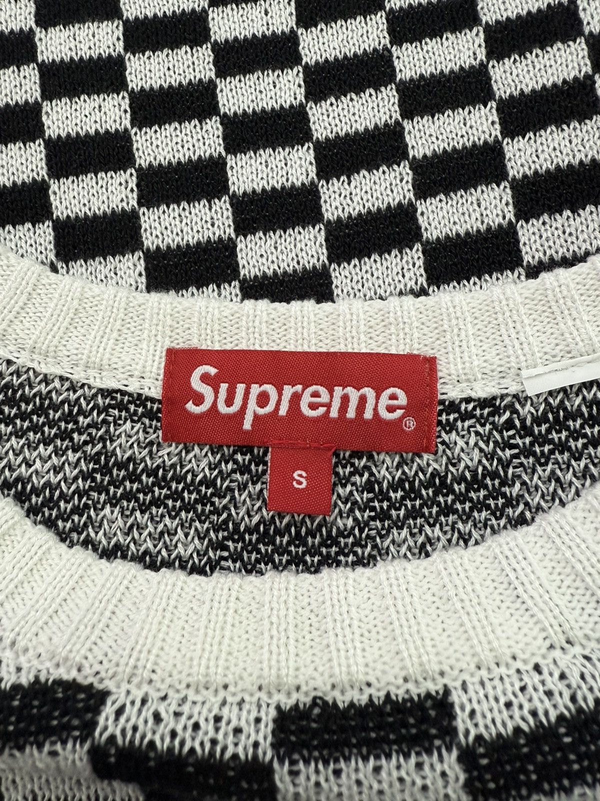 Supreme Supreme "Back Logo Sweater" (Checkerboard) SMALL Size US S / EU 44-46 / 1 - 3 Thumbnail