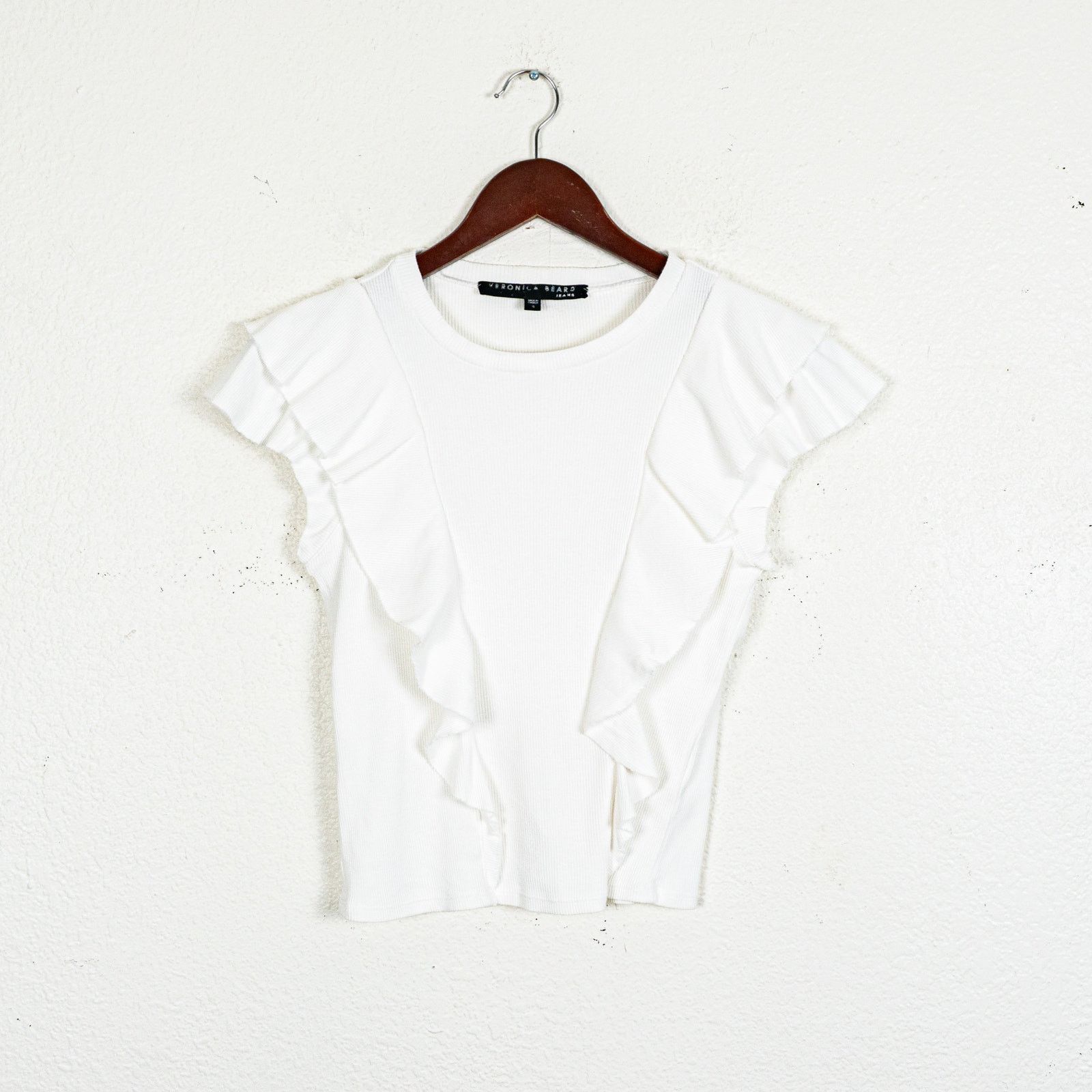 Veronica Beard Veronica Beard Bea Short Sleeve Ruffle Tee in White Small Size S / US 4 / IT 40 - 7 Thumbnail