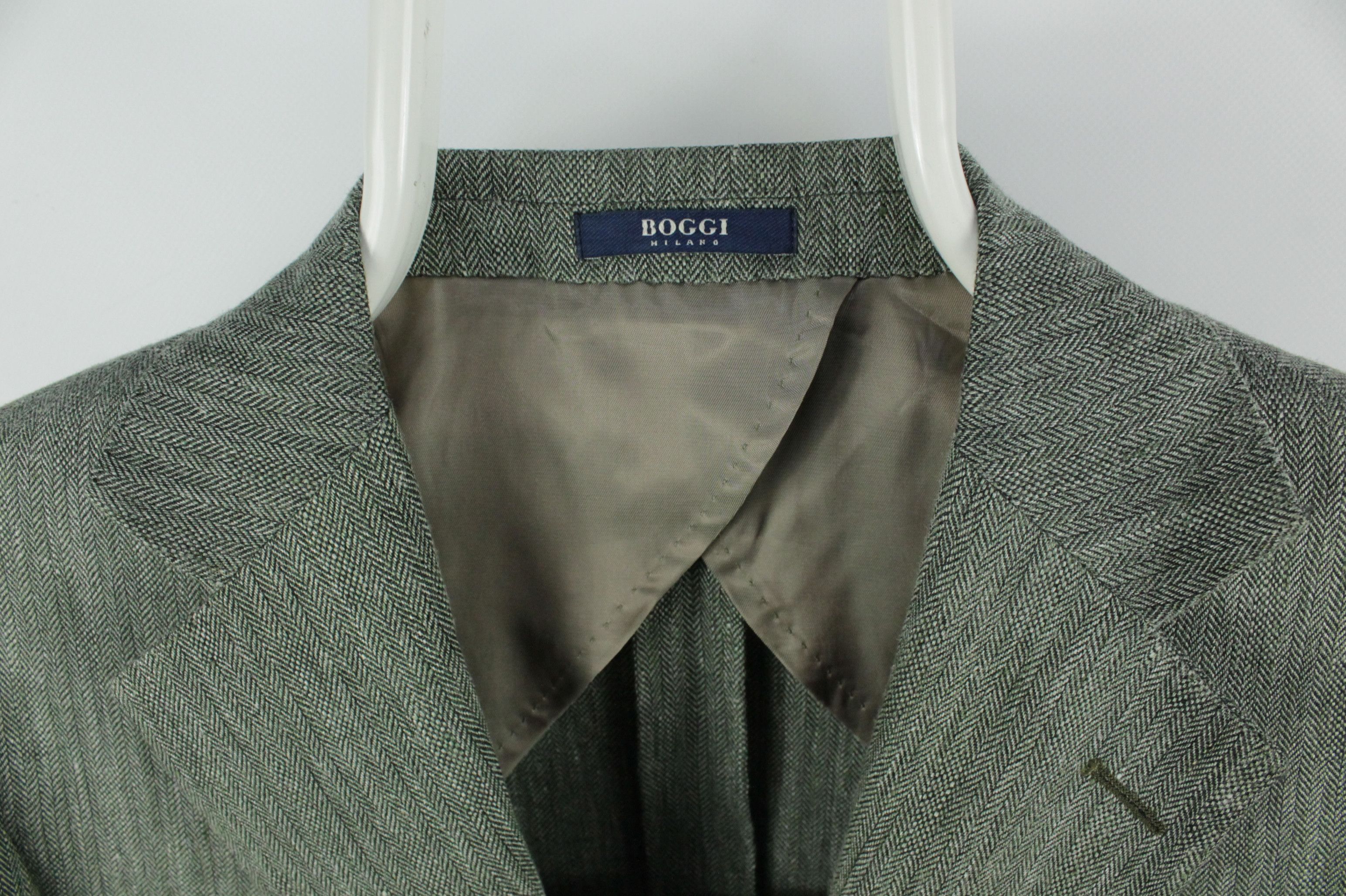 Boggi Boggi Micro Herringbone Linen Wool Sport Coat Blazer Jacket Size US M / EU 48-50 / 2 - 4 Thumbnail