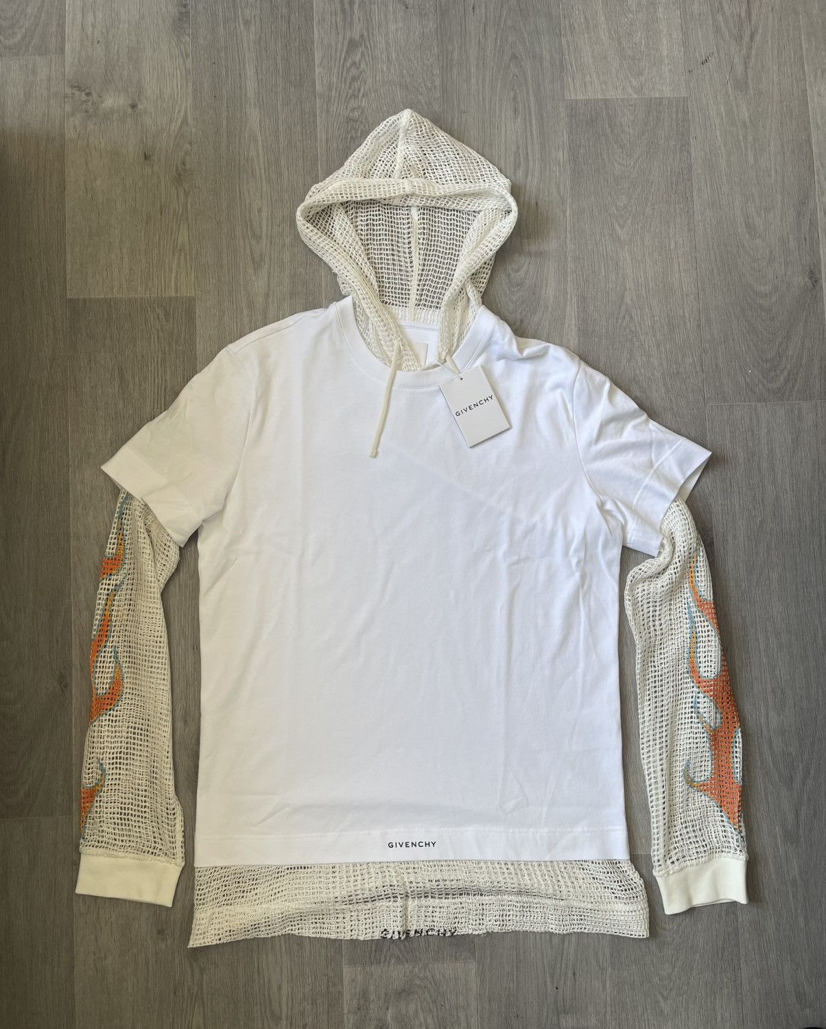 Givenchy Givenchy white Multi-layer t-shirt with flames Size US L / EU 52-54 / 3 - 1 Thumbnail