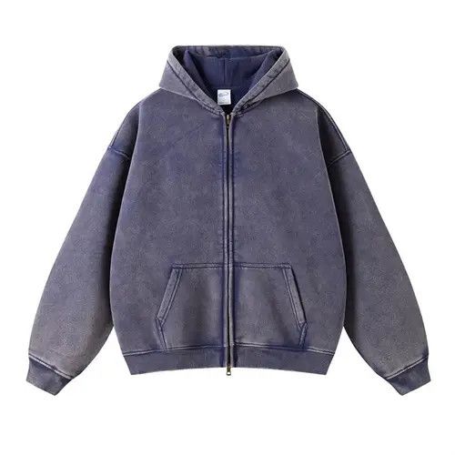 Japanese Brand Washed Distressed Loose Zipper Hoodie Sweatshirt y2k Size US M / EU 48-50 / 2 - 1 Thumbnail