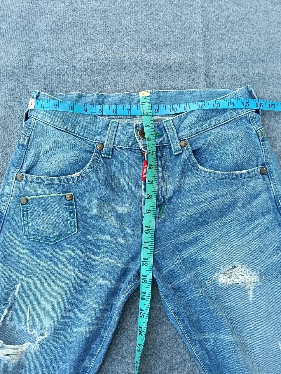 Edwin Edwin Blue Trip Distressed Denim Green half Selvedge Size US 31 - 4 Thumbnail