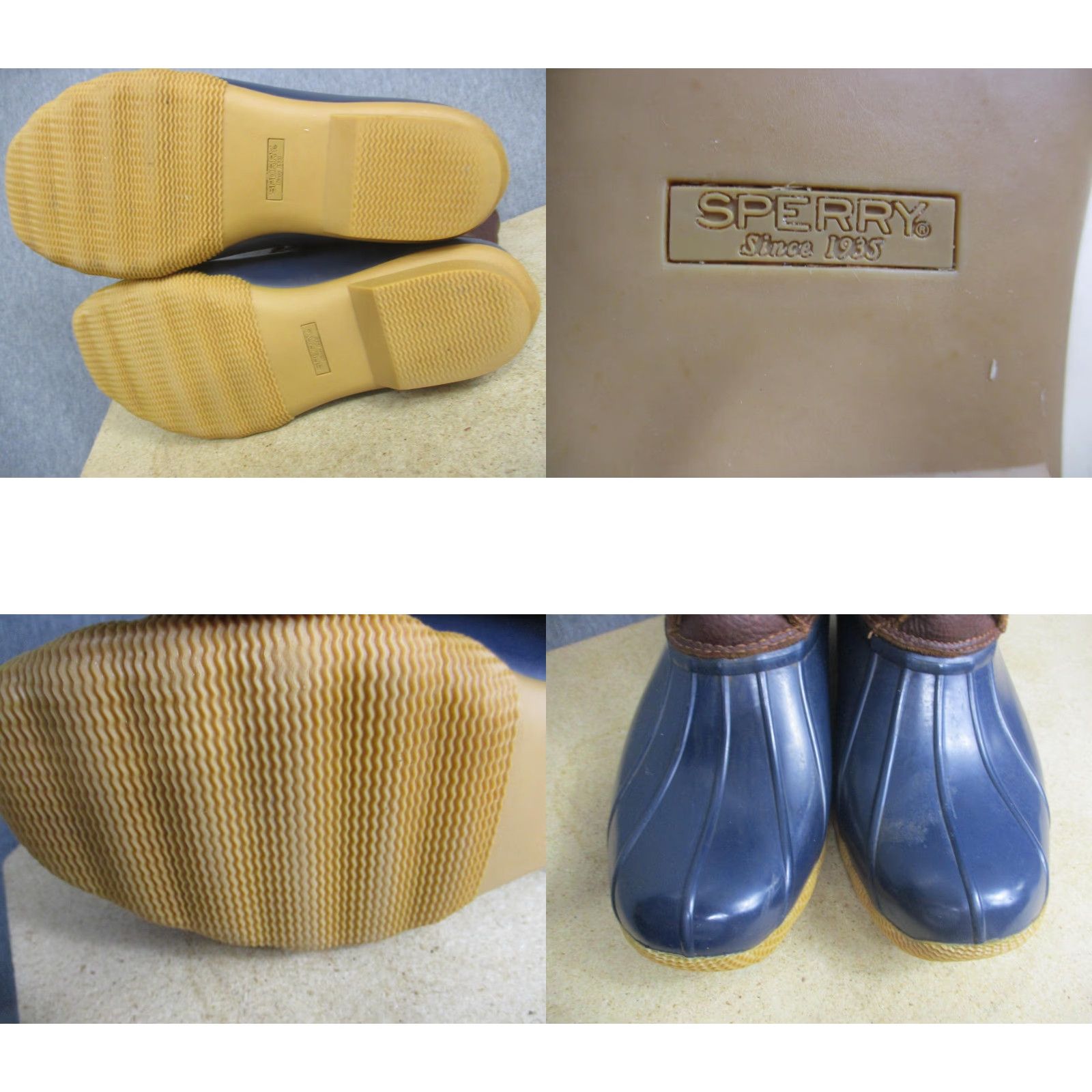 Sperry Sperry Saltwater Boots Womens Size 10 Navy Brown Leather Waterproof Side Zip Duck Rain Boot STS91175 Size US 10 / IT 40 - 8 Thumbnail
