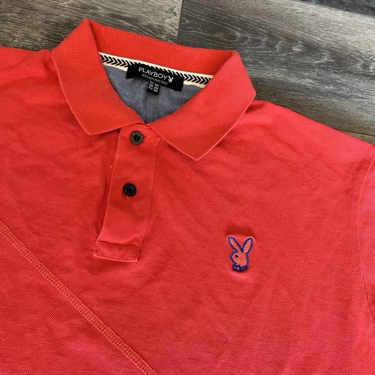 Playboy × Vintage Vintage 1990s Playboy Bunny Rabbit Head Logo Polo Shirt Red Size US L / EU 52-54 / 3 - 2 Thumbnail
