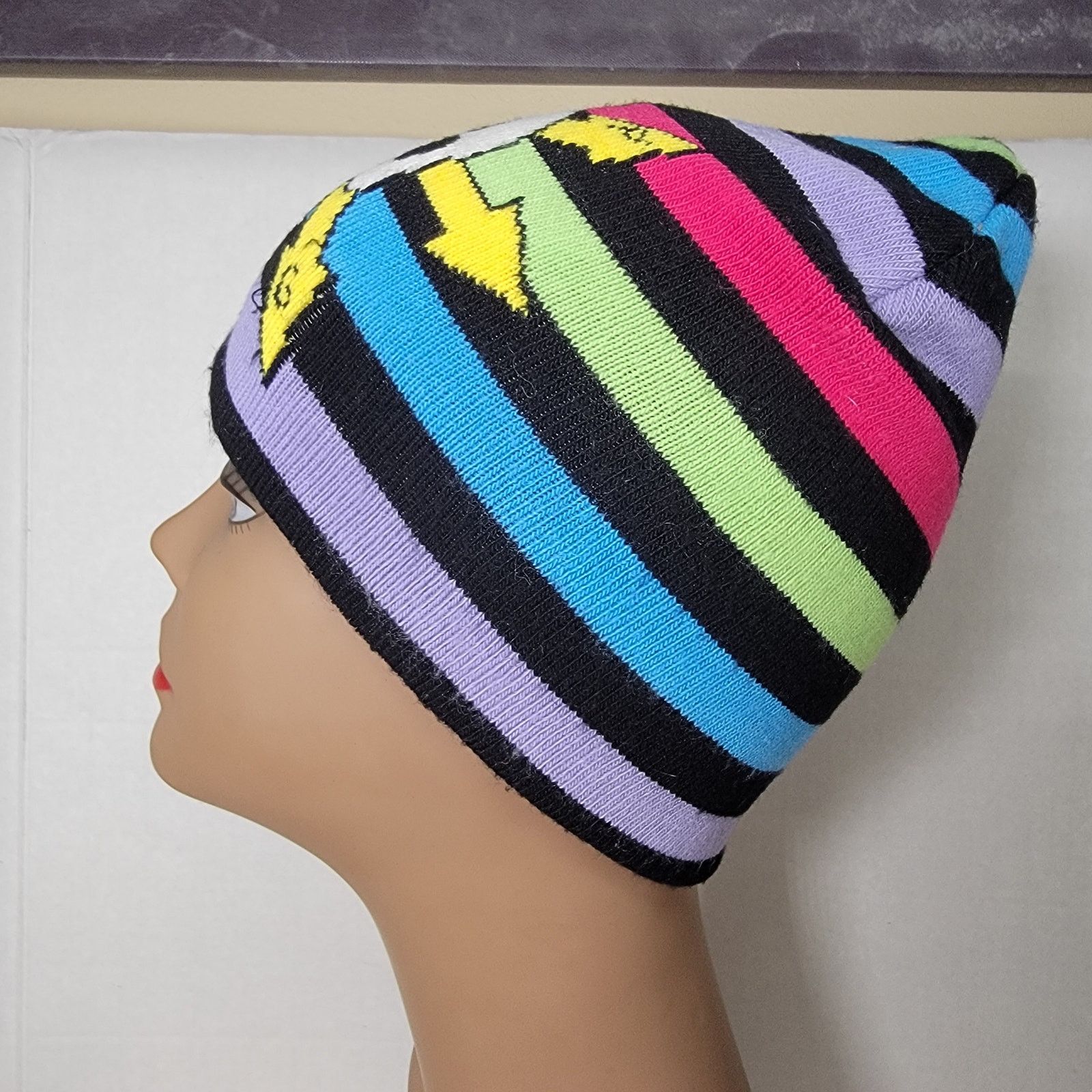 Other Multi Stripe Knit Beanie w/ XIII Skull and Chaos Star Symbol Size ONE SIZE - 5 Thumbnail