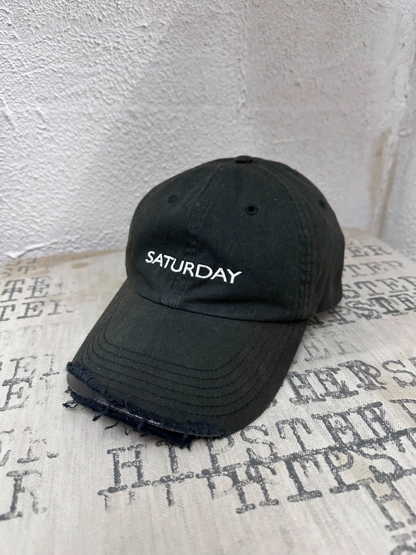 Rick Owens Black 'SATURDAY' Distressed Baseball Cap Size ONE SIZE - 1 Thumbnail