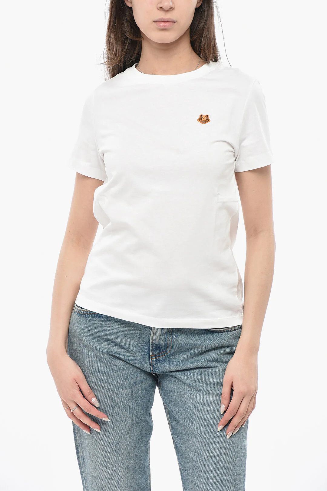 Kenzo og1mm0426 Cotton Crewneck T-Shirt in White Size S / US 4 / IT 40 - 1 Thumbnail
