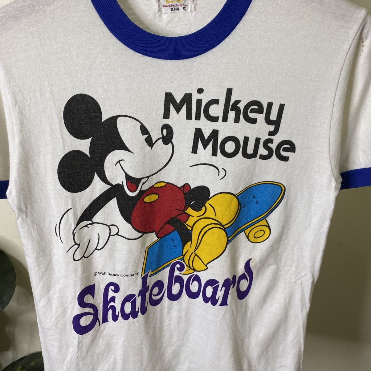 Mickey Mouse Vintage 1980s Mickey Mouse Skateboard Ringer T Shirt Size US S / EU 44-46 / 1 - 2 Thumbnail