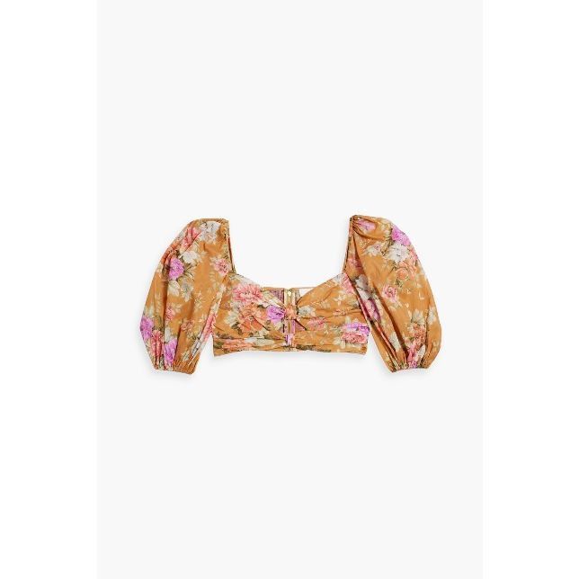 Zimmermann NWT ZIMMERMANN Cropped floral-print cotton-voile top puff sleeves (300) Size S / US 4 / IT 40 - 2 Thumbnail