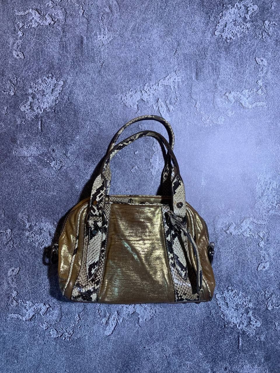Miu Miu Miu Miu Vintage Gold Metallic Leather Zip Tote Bag Italy Size ONE SIZE - 2 Thumbnail