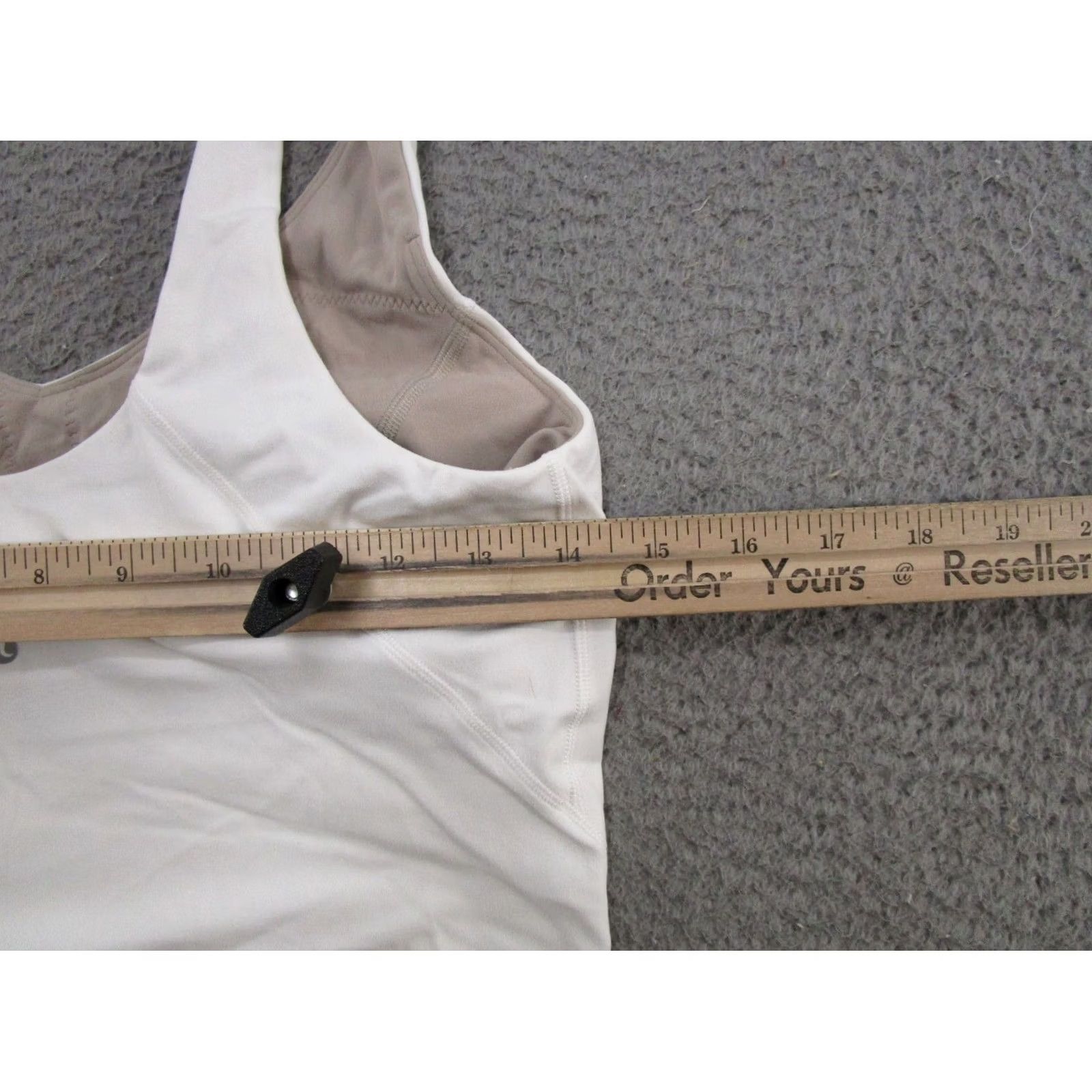 Lululemon Lululemon Women's Tank Top V-Neck Built-In Bra Activewear Sleeveless Racerback Shirt 12 White Multicolor Nylon Size XL / US 12-14 / IT 48-50 - 3 Thumbnail