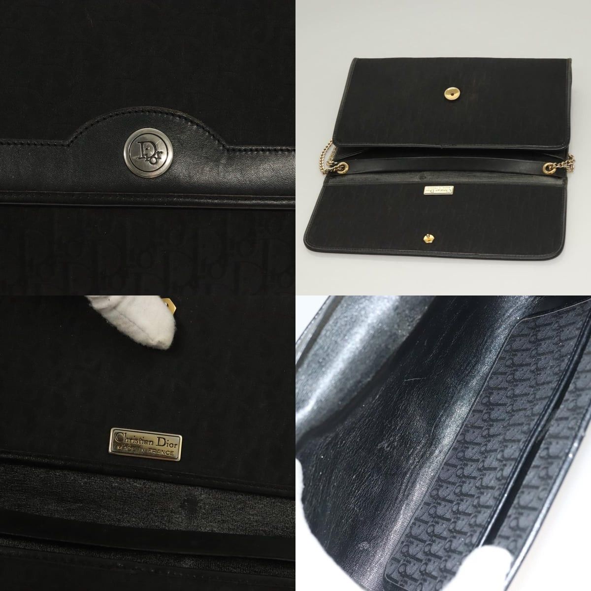 Dior DIOR Trotter Canvas Chain Shoulder Bag Black Gold Size ONE SIZE - 11 Thumbnail
