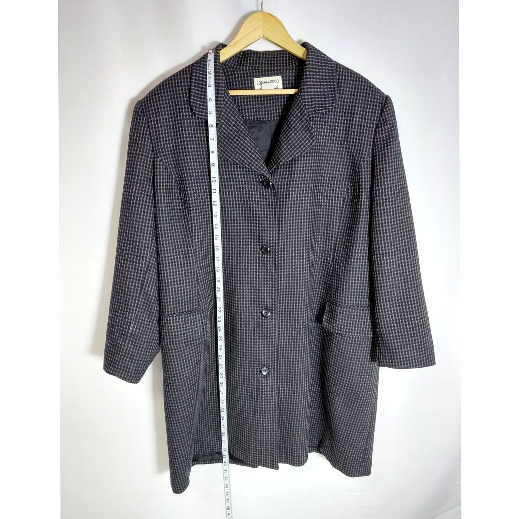 Vintage Vintage FOCUS 2000 BY Charles Glueck Wool Blazer Gray Solid Size 18W Size XXL / US 16-18 / IT 52-54 - 7 Thumbnail
