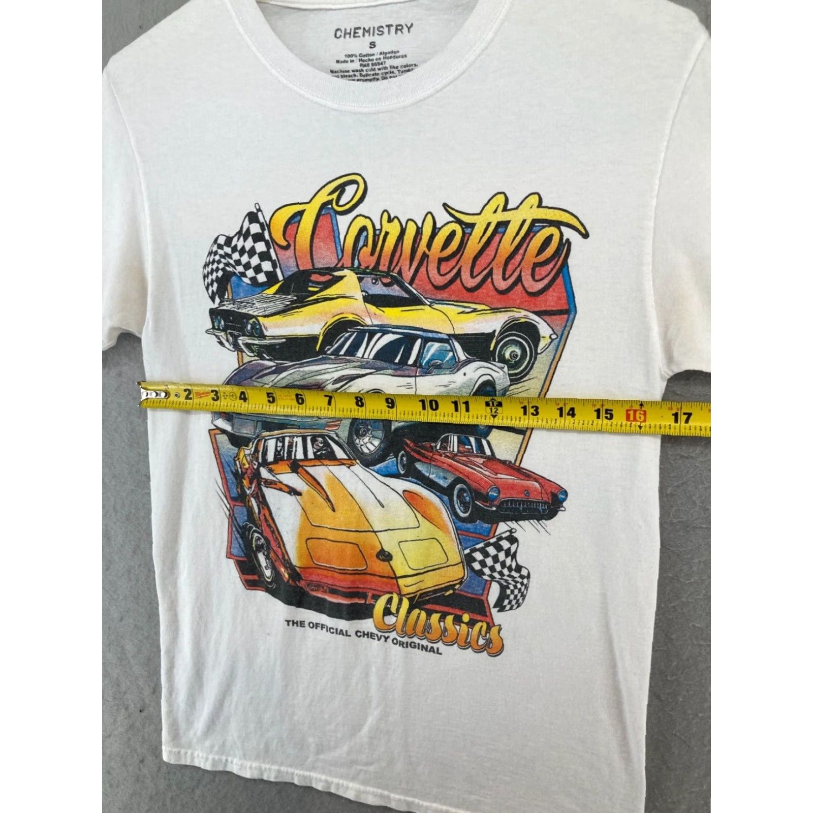Alchemist Real Chemistry Corvette Cars Mens TShirt Small White Graphic Print Vintage No Size US S / EU 44-46 / 1 - 2 Thumbnail