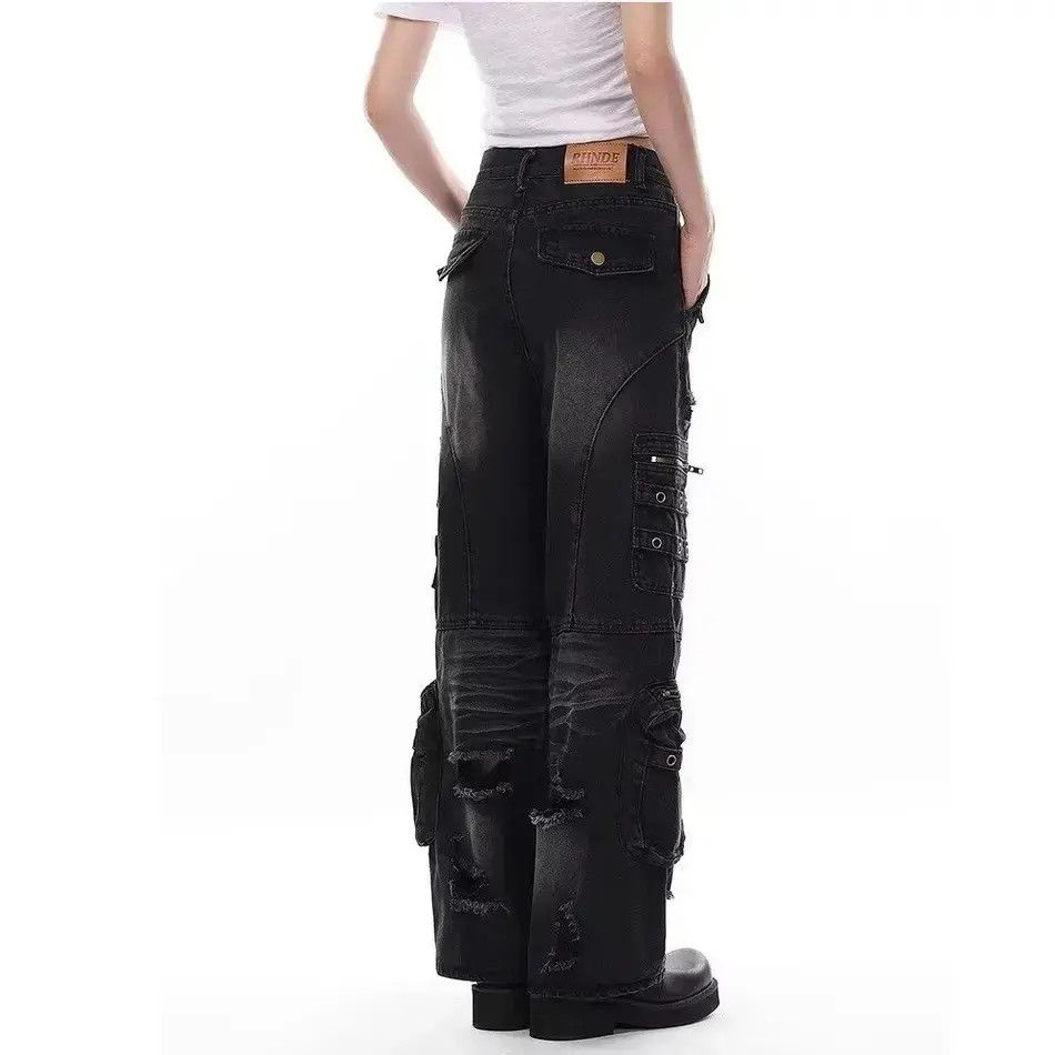 Japanese Brand Loose straight leg multi pocket zipper jeans Size US 32 / EU 48 - 3 Thumbnail