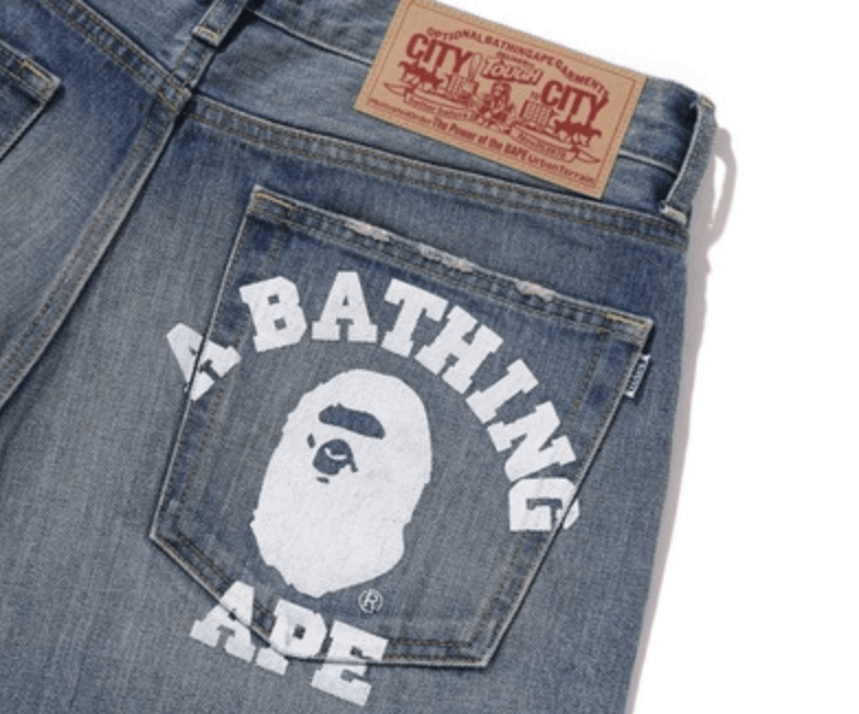 Number (N)ine bape ape COLLEGE RELAXED FIT 13 OZ DENIM SHORTS Size US 32 / EU 48 - 3 Thumbnail