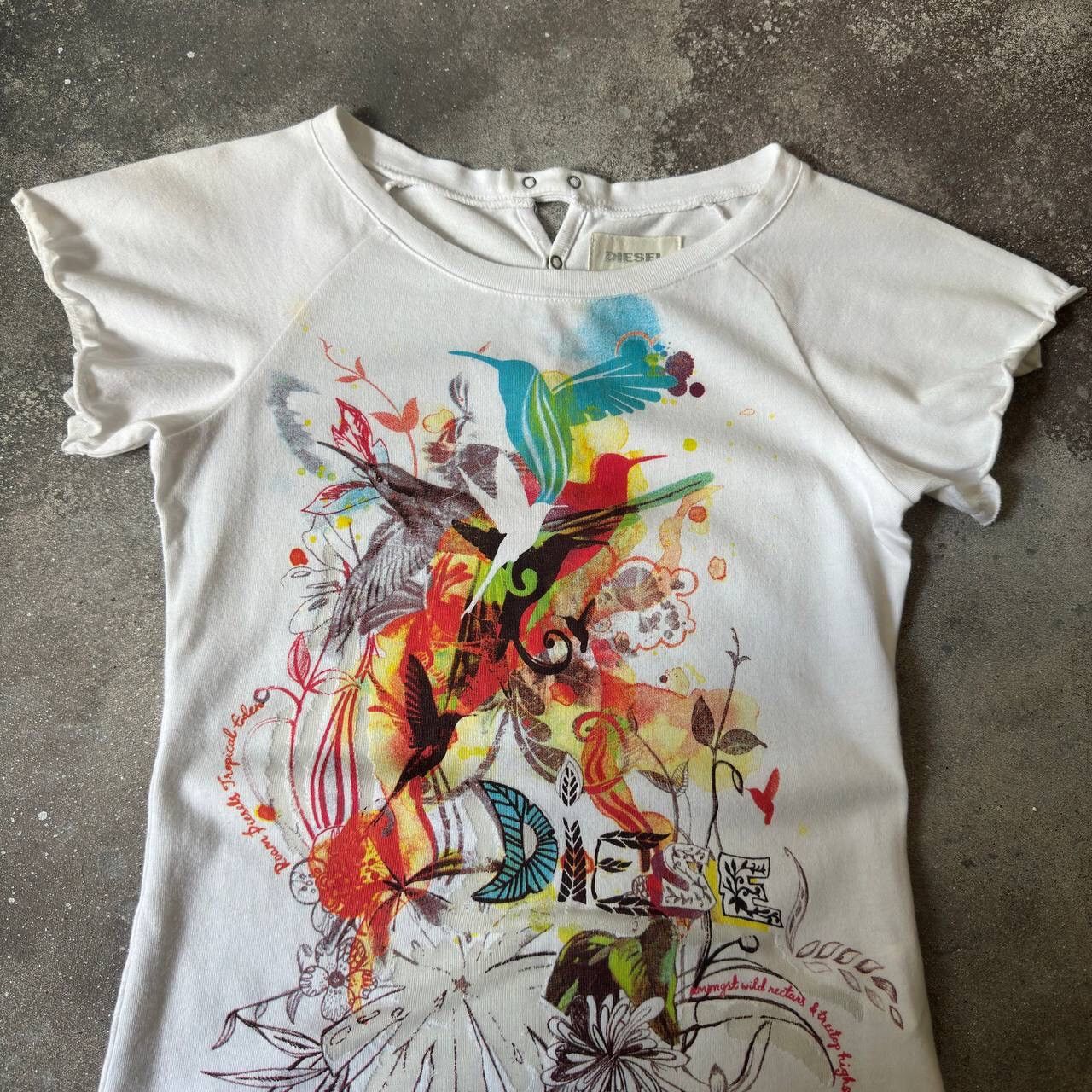 Diesel × Vintage Diesel Vintage Multicolour Floral T-Shirt Y2K Size M / US 6-8 / IT 42-44 - 2 Thumbnail