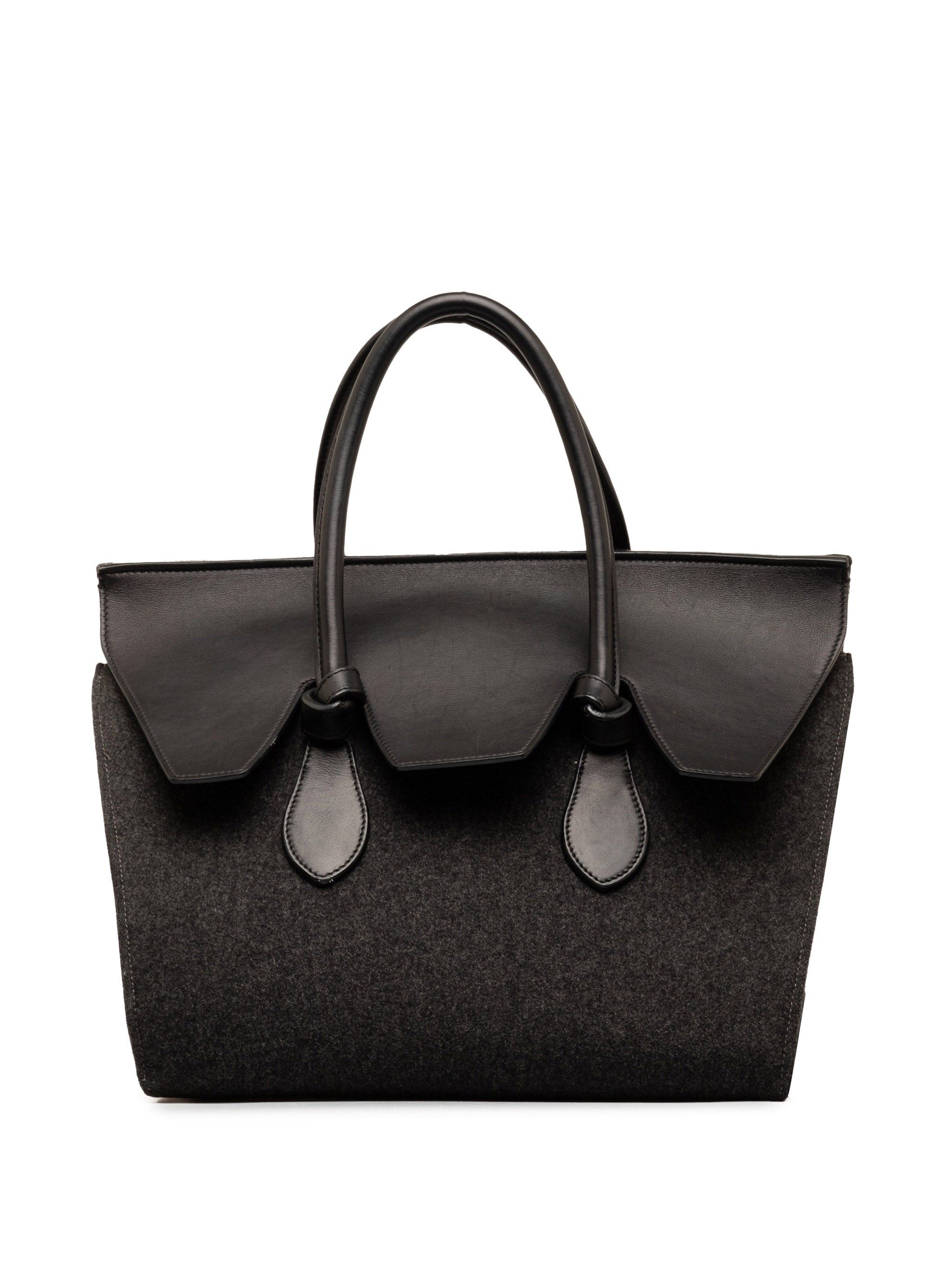 Celine Celine Felt and Leather Tie Knot Tote Gray Size ONE SIZE - 1 Thumbnail