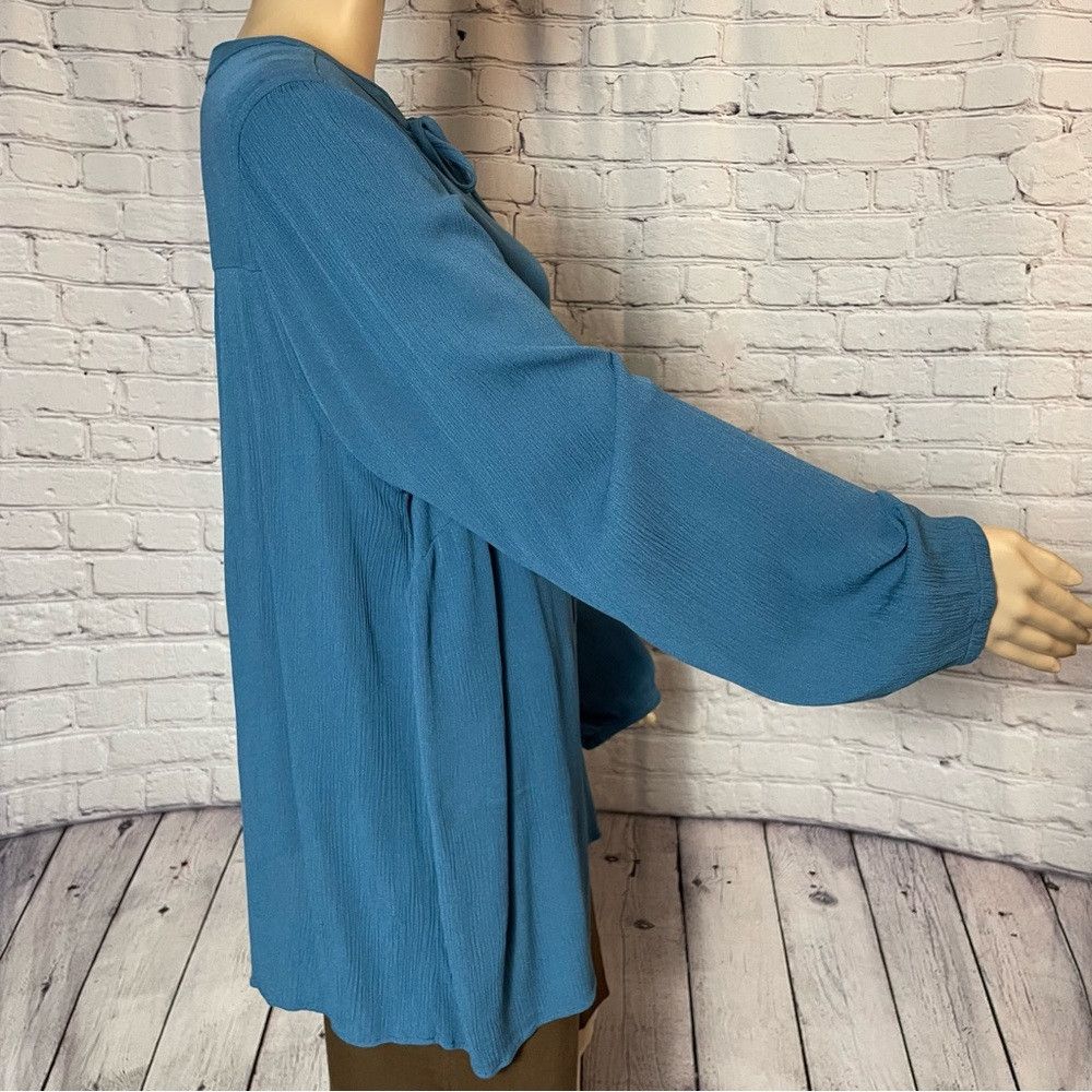 Torrid Torrid Crinkle Gauze Button-Front Peasant Blue Top Size 2X Size XXL / US 16-18 / IT 52-54 - 5 Thumbnail