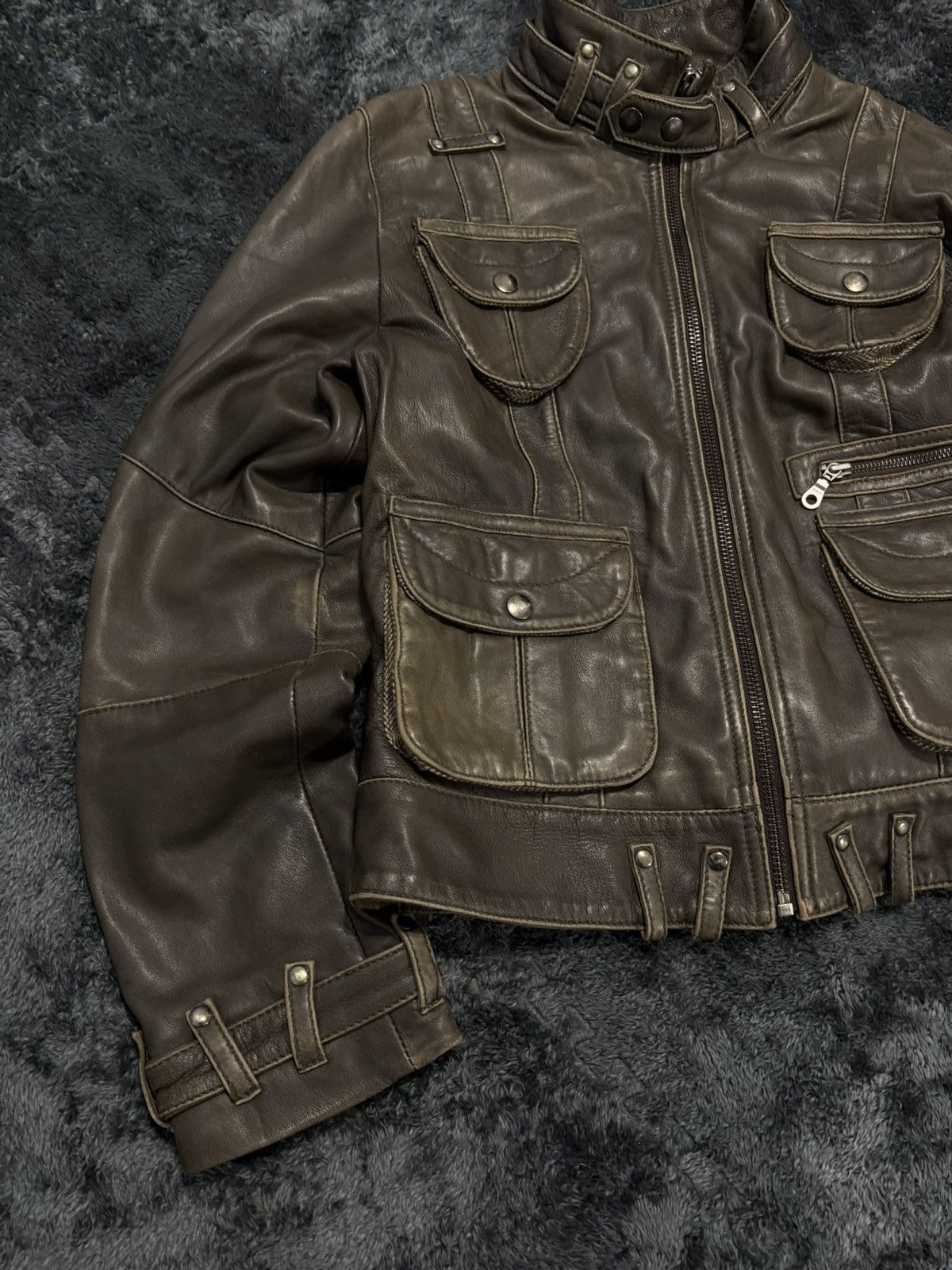 Hysteric Glamour 00s Multipocket Avant Garde Leather Y2K Jacket Size L / US 10 / IT 46 - 3 Thumbnail