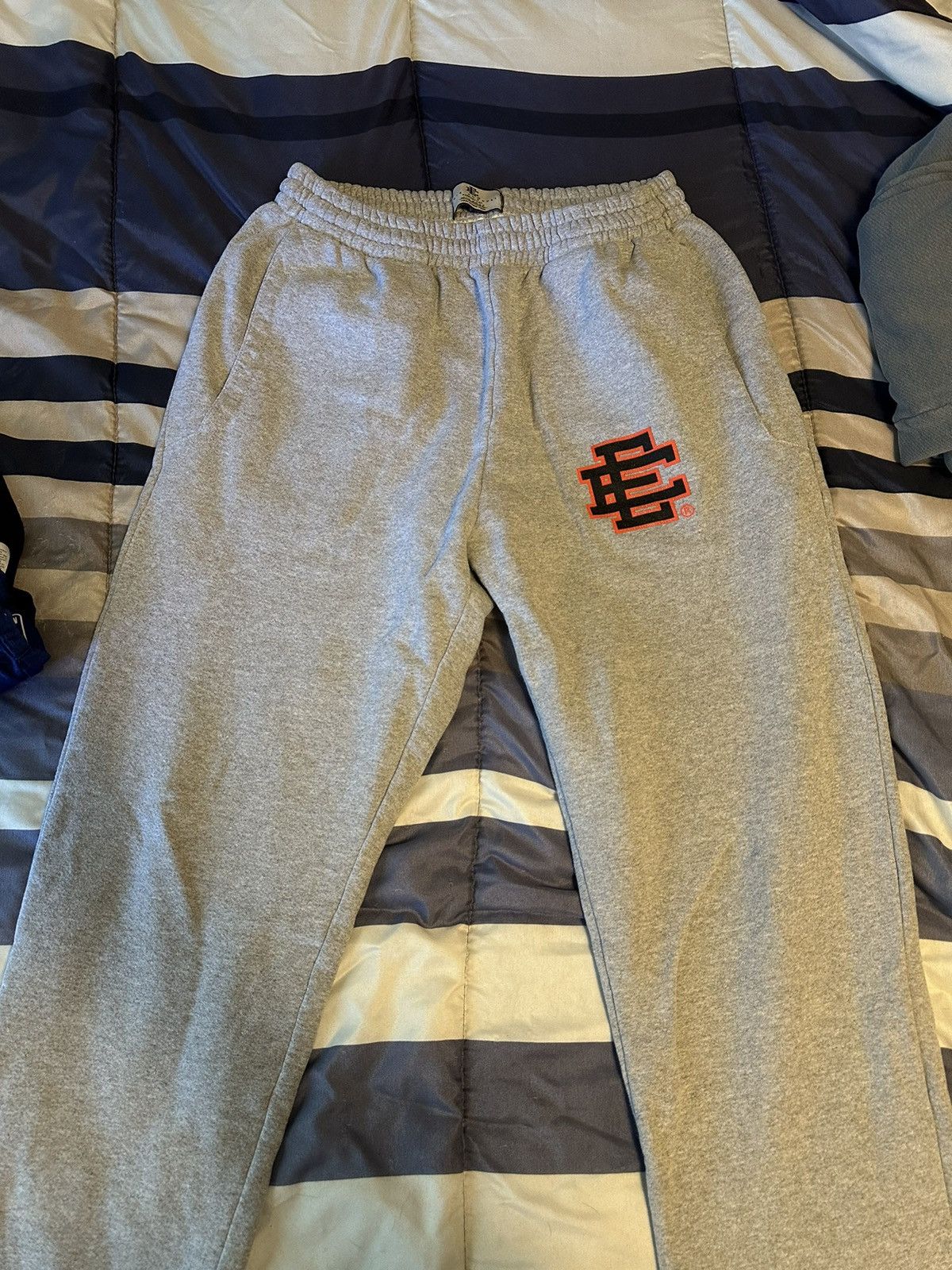 image of Eric Emanuel Grey Logo Sweatpants, Men's (Size 36)