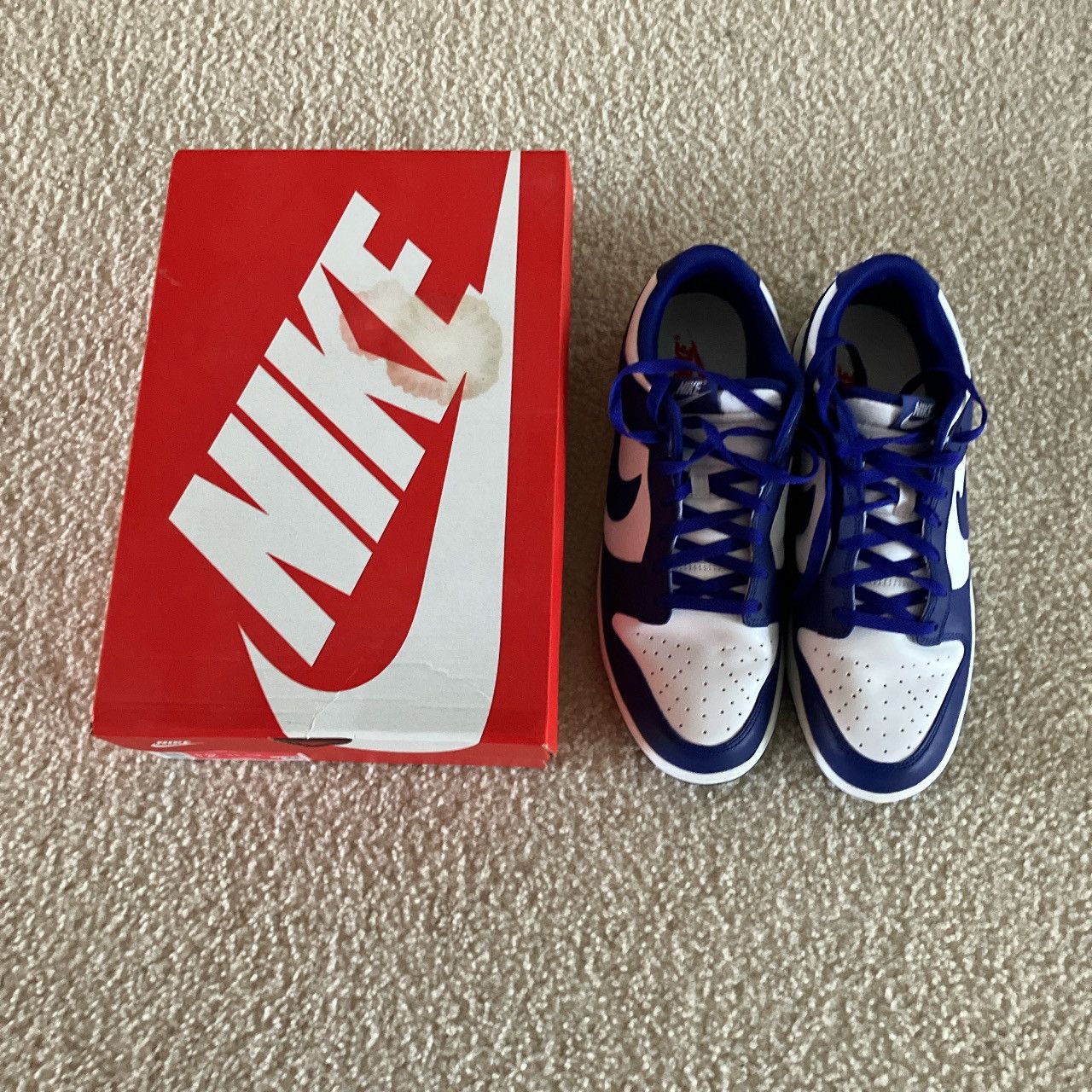 Nike Nike Dunk Low Retro White/Concord/University Red Size US 12 / EU 45 - 8 Thumbnail