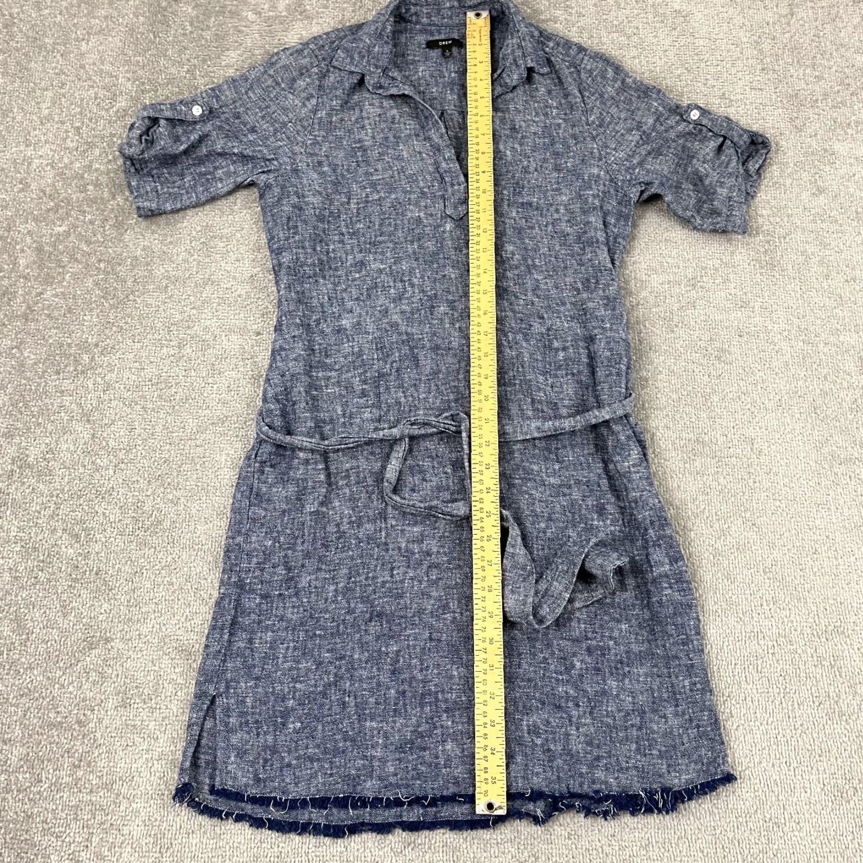 Drew Drew Dress Womens Small Blue Lightweight Linen Cotton Tie Front Half Sleeve Casual Shift Size S / US 4 / IT 40 - 4 Thumbnail