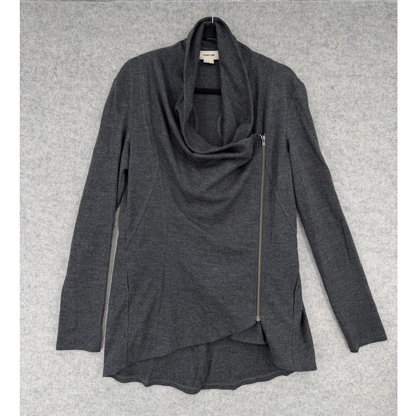 Helmut Lang Helmut Lang Sonar Shawl Collar Gray Wool Moto Jacket LARGE Size L / US 10 / IT 46 - 1 Thumbnail