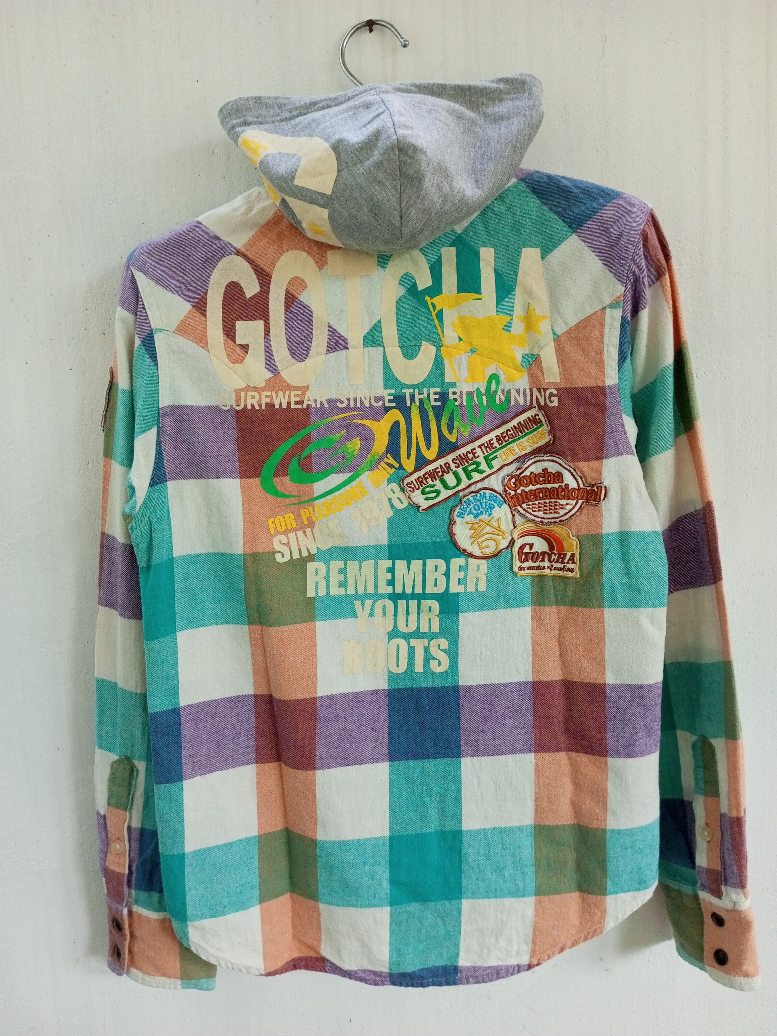 Japanese Brand Vintage Gotcha Flannel Longsleeve Detachable Hoodie Size US S / EU 44-46 / 1 - 14 Thumbnail