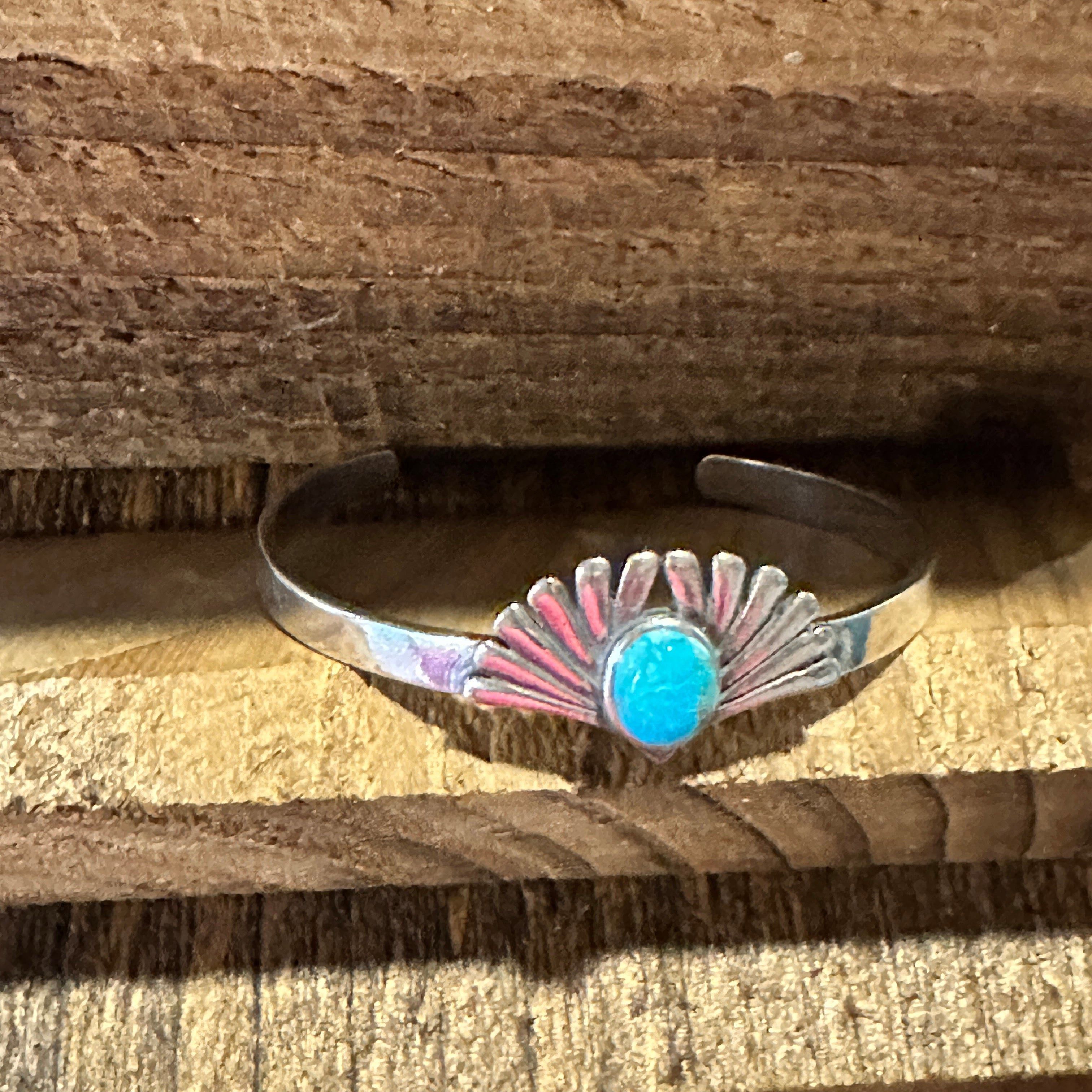 Other Turquoise Blessing Cuff Bracelet - Authentic Sterling Silver Size ONE SIZE - 4 Thumbnail