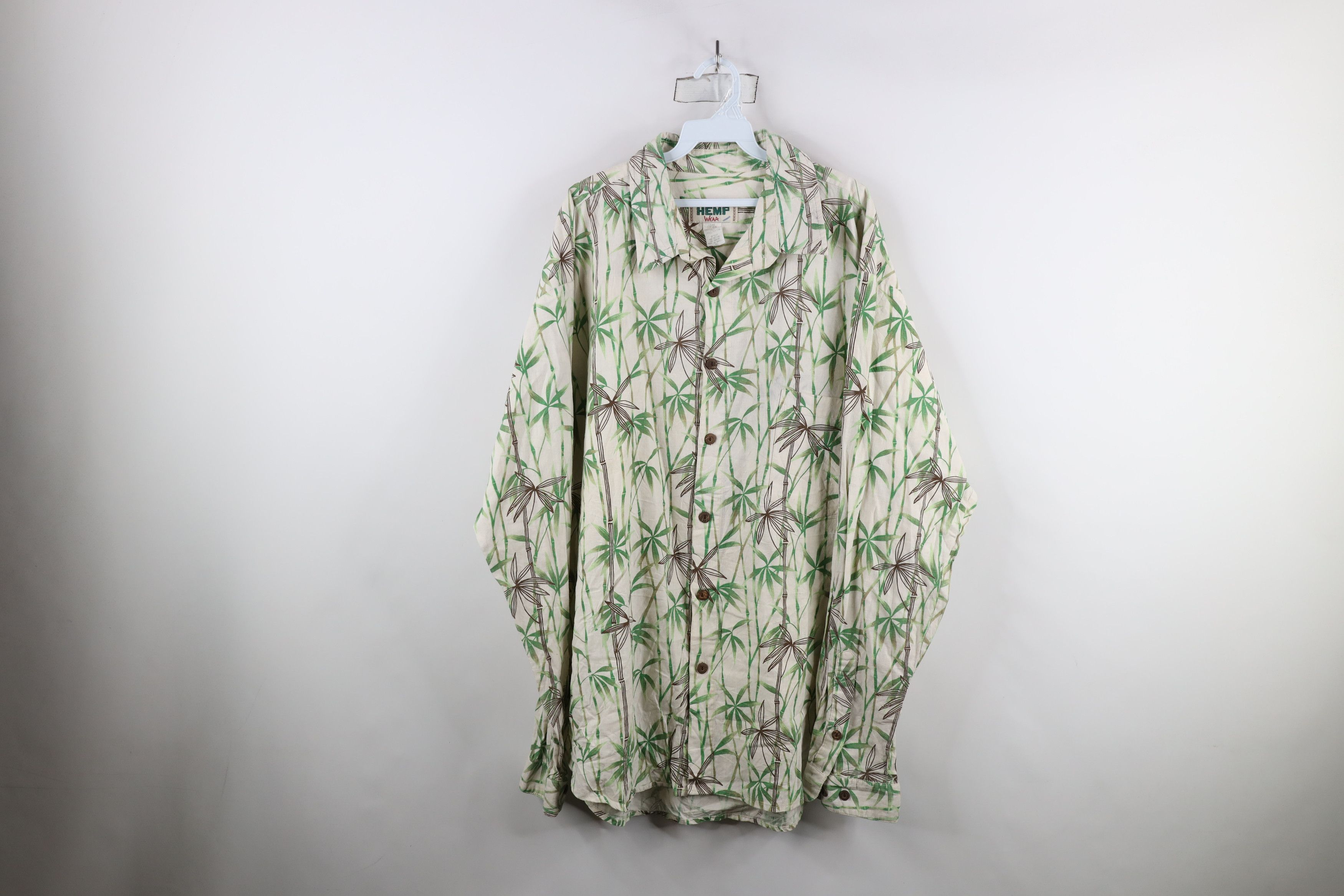 Vintage Vintage 90s Streetwear Hemp Blend Collared Button Shirt USA Size US XL / EU 56 / 4 - 1 Thumbnail