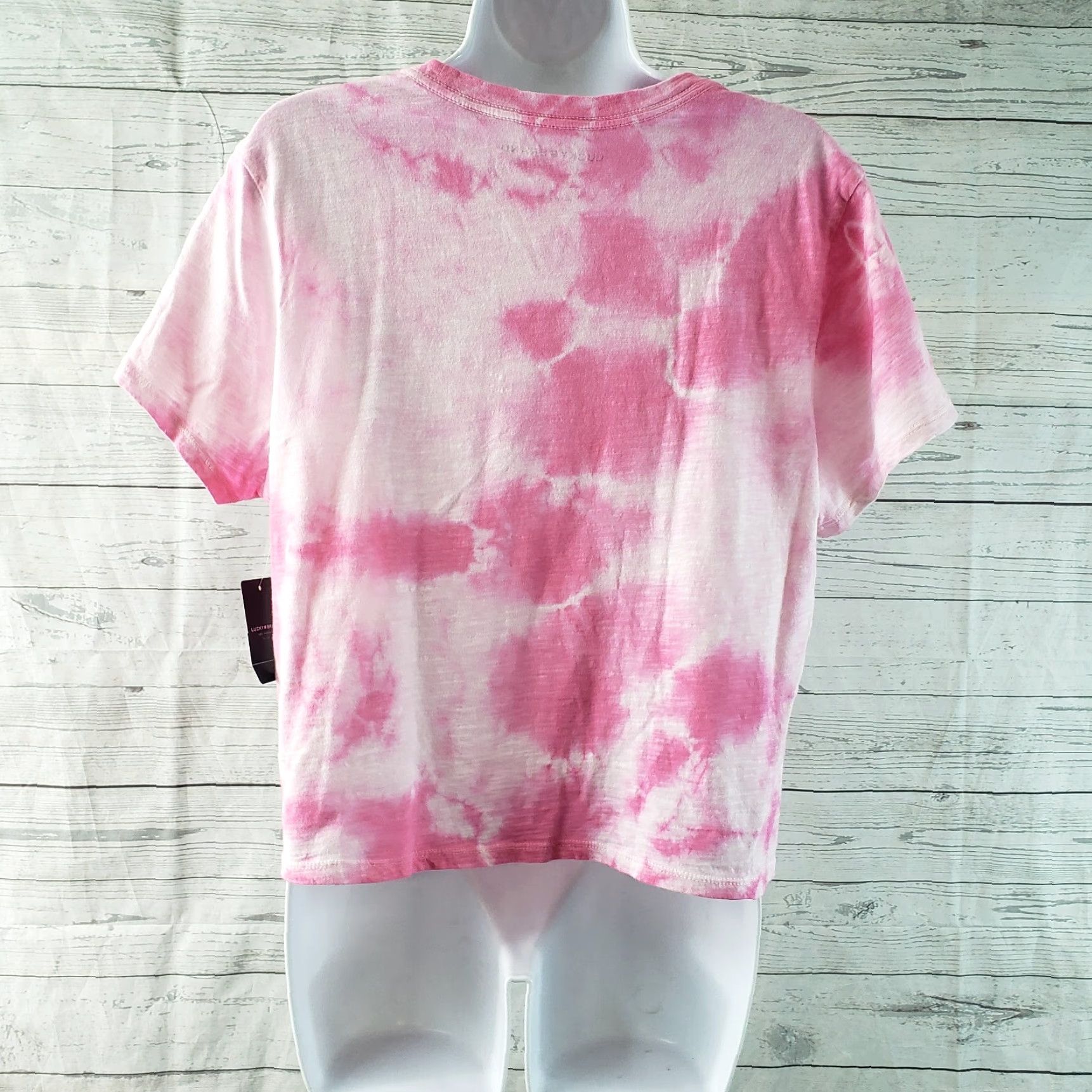 Lucky Brand Lucky Brand Womens Tee Shirt Sz Large Pink Tie Dye Short Sleeve Cotton Size 36" / US 14 / IT 50 - 5 Thumbnail