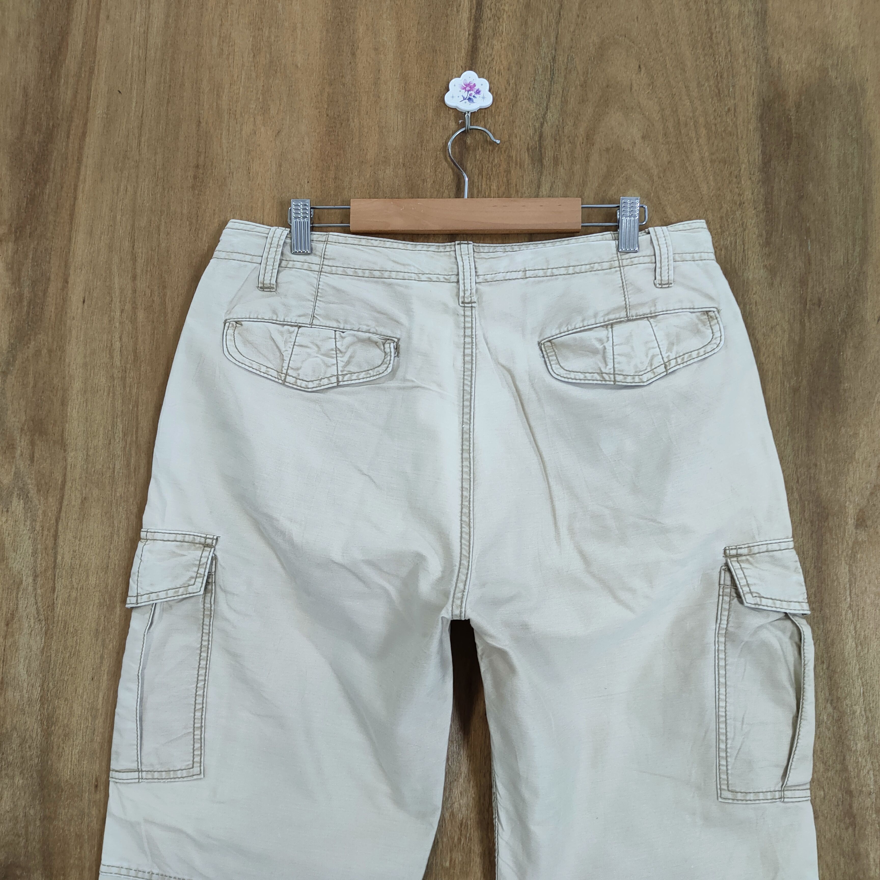 Japanese Brand × Numbers VINTAGE BACK NUMBER WHITE YELLOW BAGGY CARGO PANTS Size US 34 / EU 50 - 10 Thumbnail