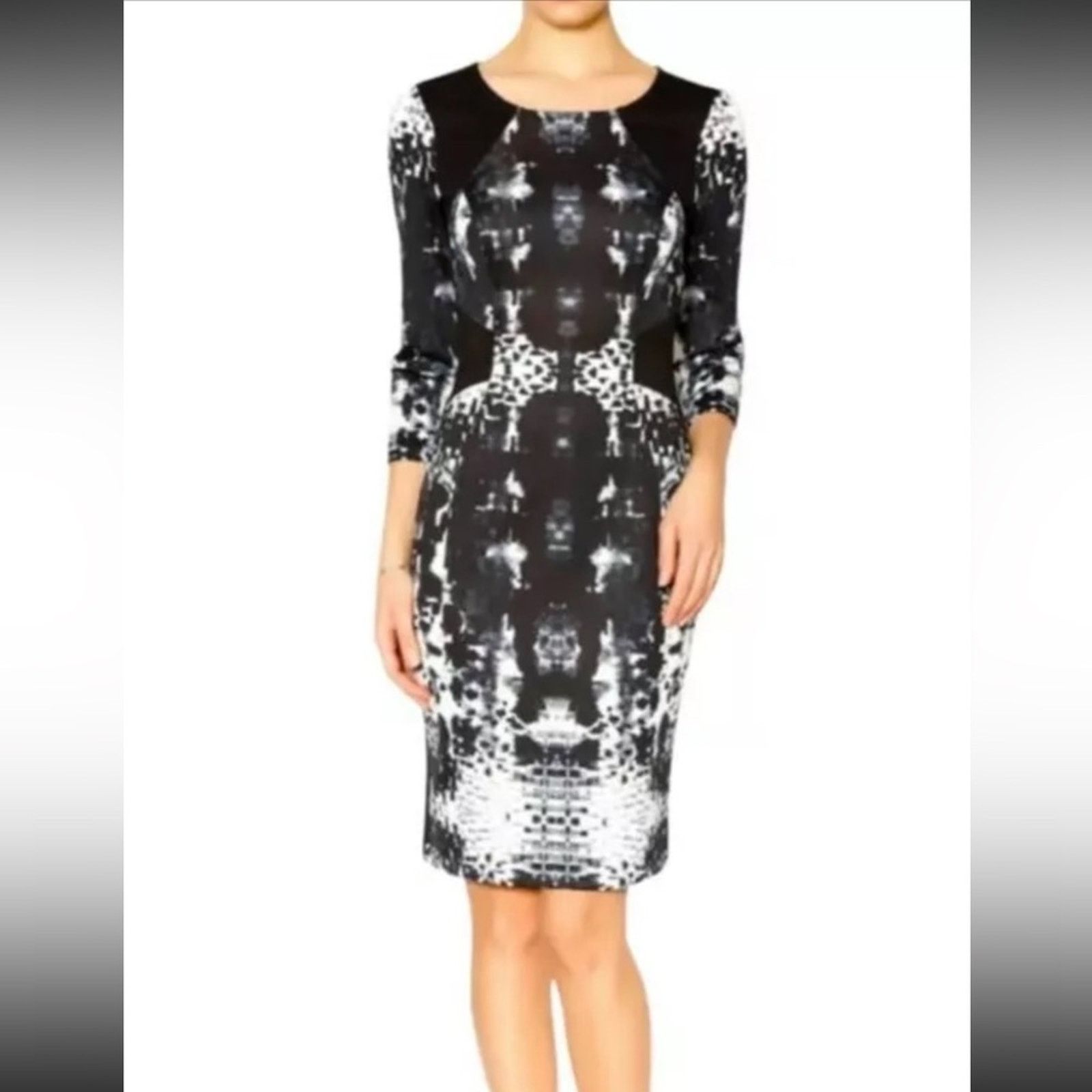 Anthropologie Yoana Baraschi Abstract Print Black & White Neoprene Dress 8 Size M / US 6-8 / IT 42-44 - 1 Thumbnail