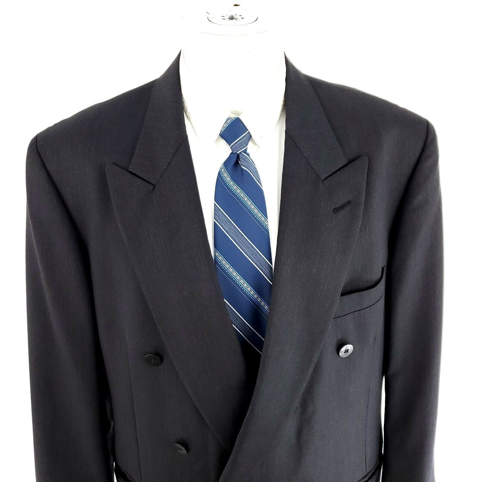 Nordstrom Nordstrom Wool Double Breasted Suit Jacket 44R Gray Herringb Grailed